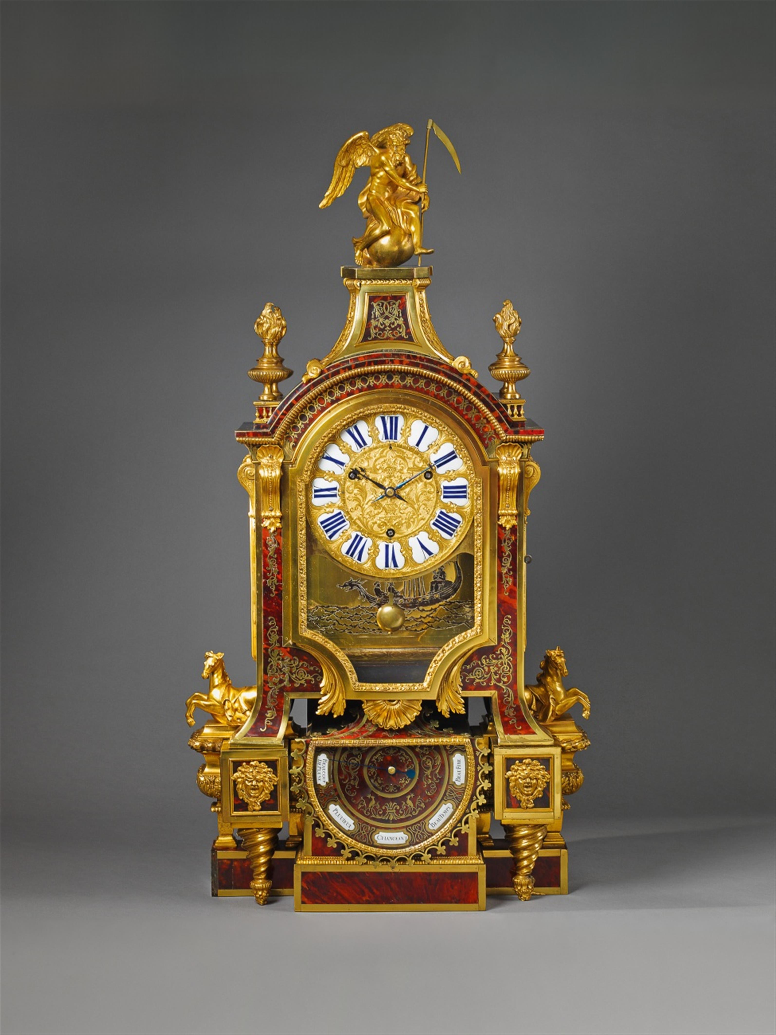 An important Boulle pendulum clock and barometer. - image-1