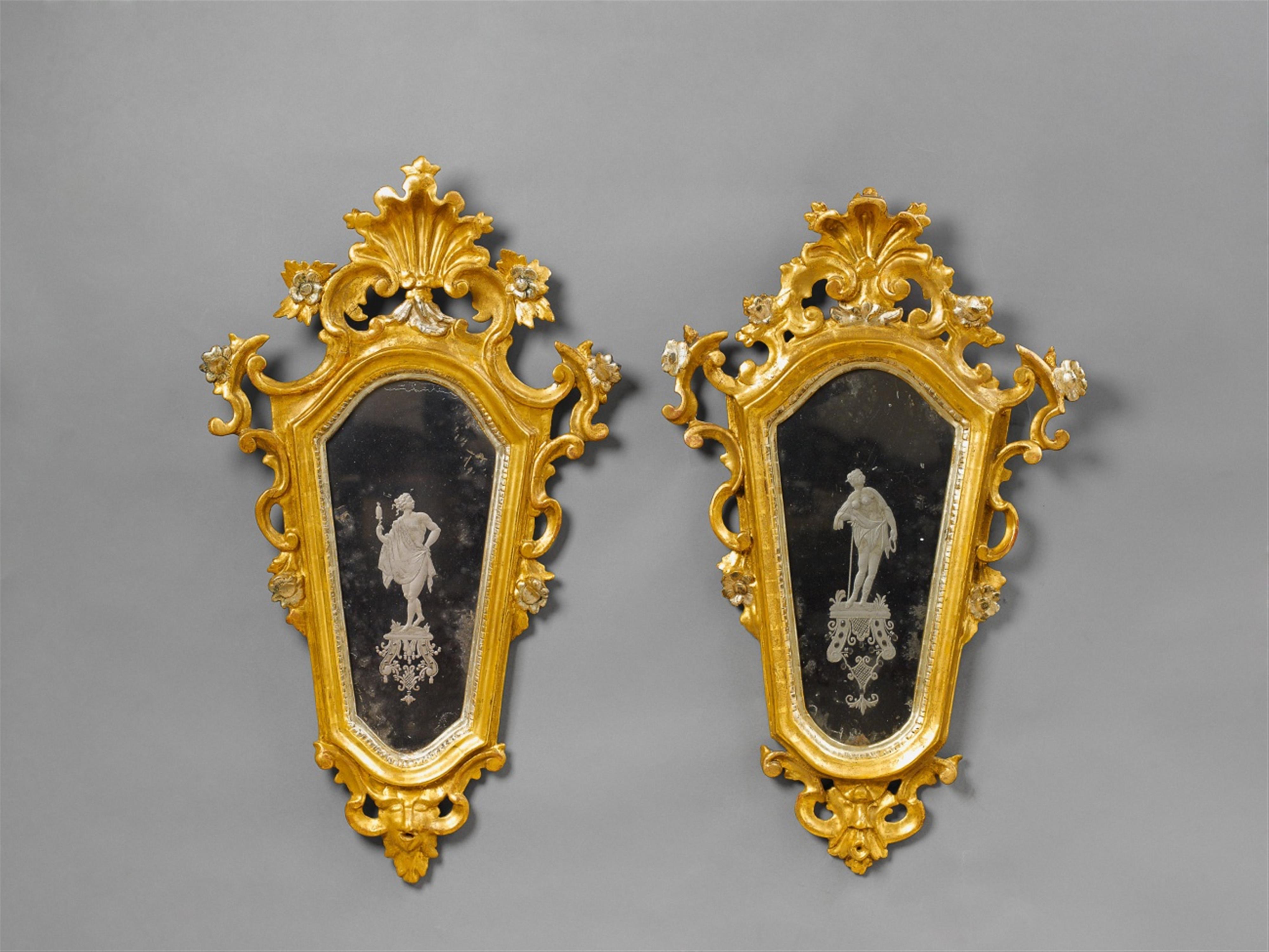 A pair of 18th century Venetian gilt and silver plated softwood mirrors. - image-1