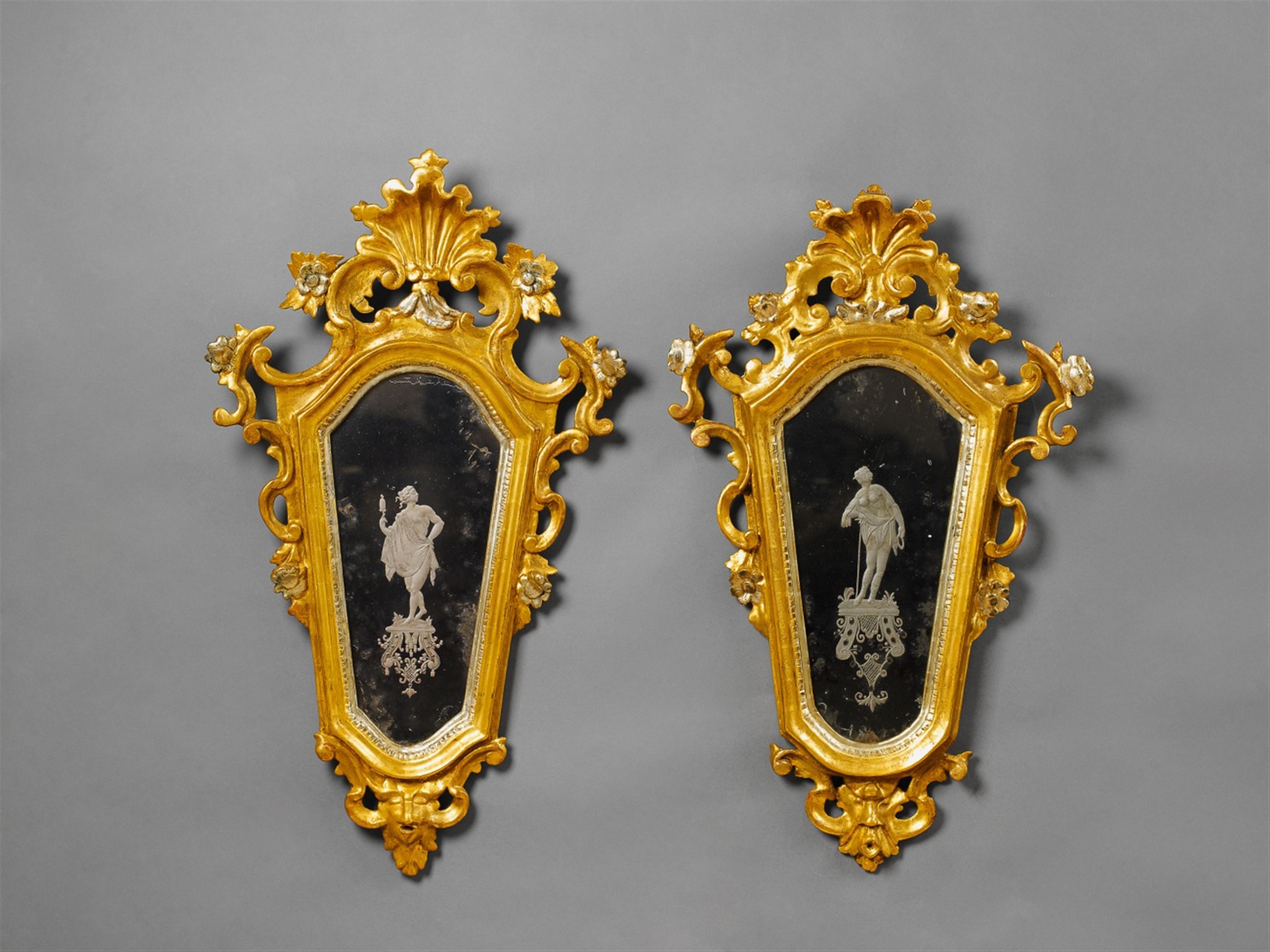 A pair of 18th century Venetian gilt and silver plated softwood mirrors. - image-2