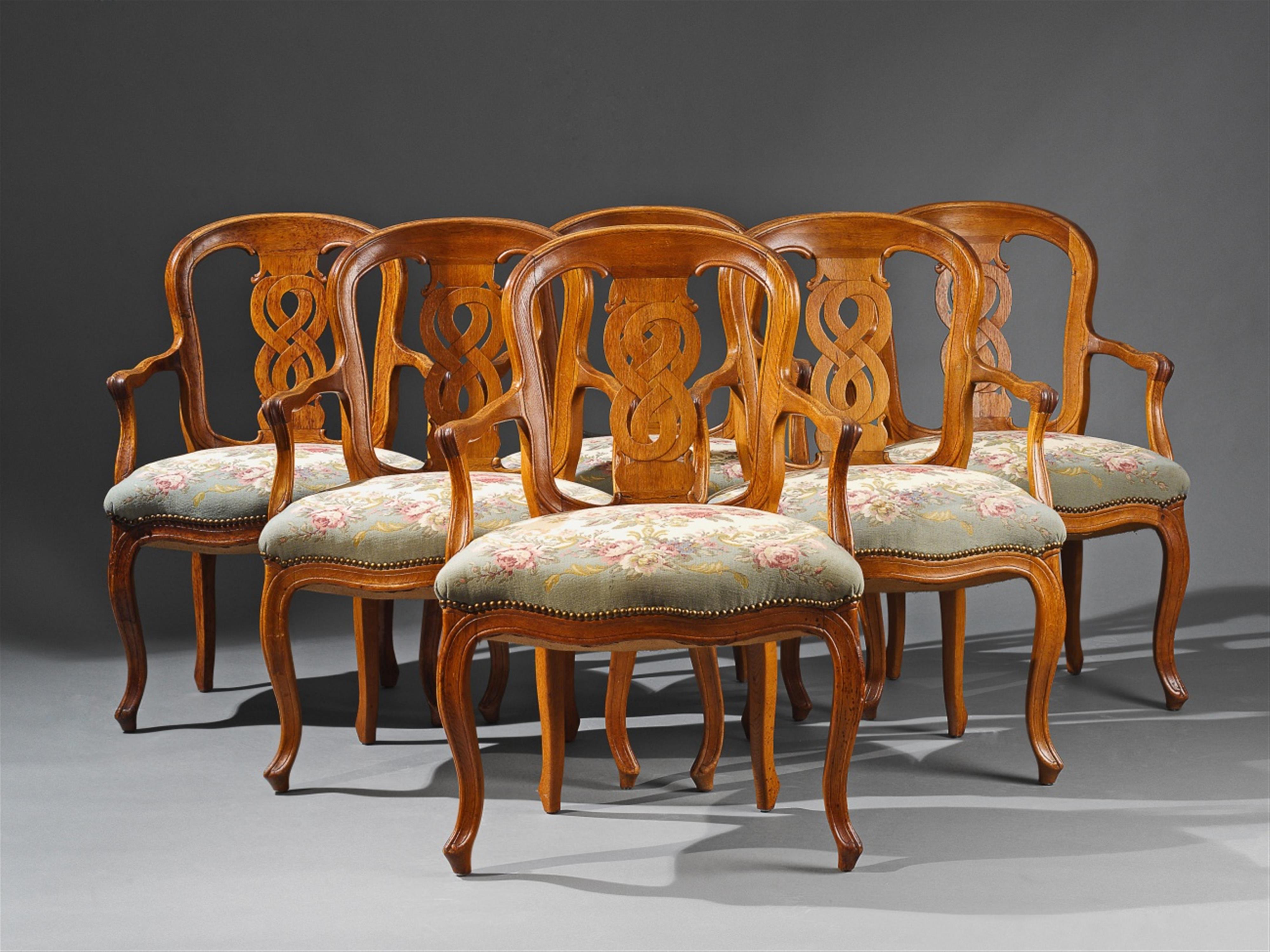 A set of six North German oak fauteuils. - image-1