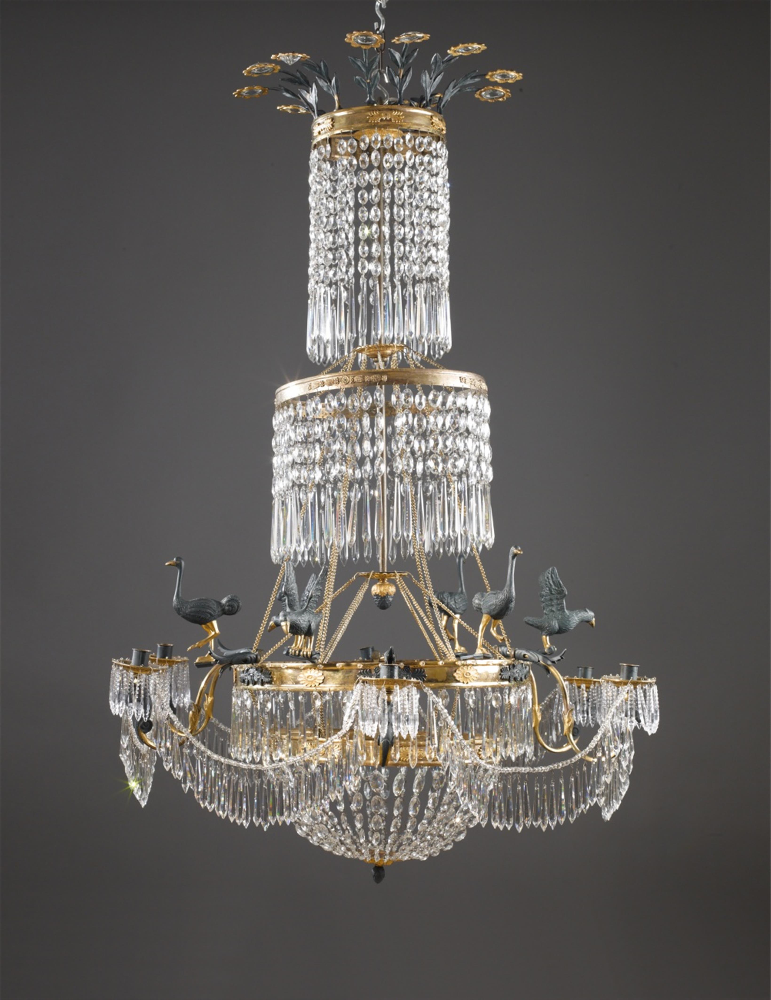 A rare Empire gilt bronze chandelier. - image-6