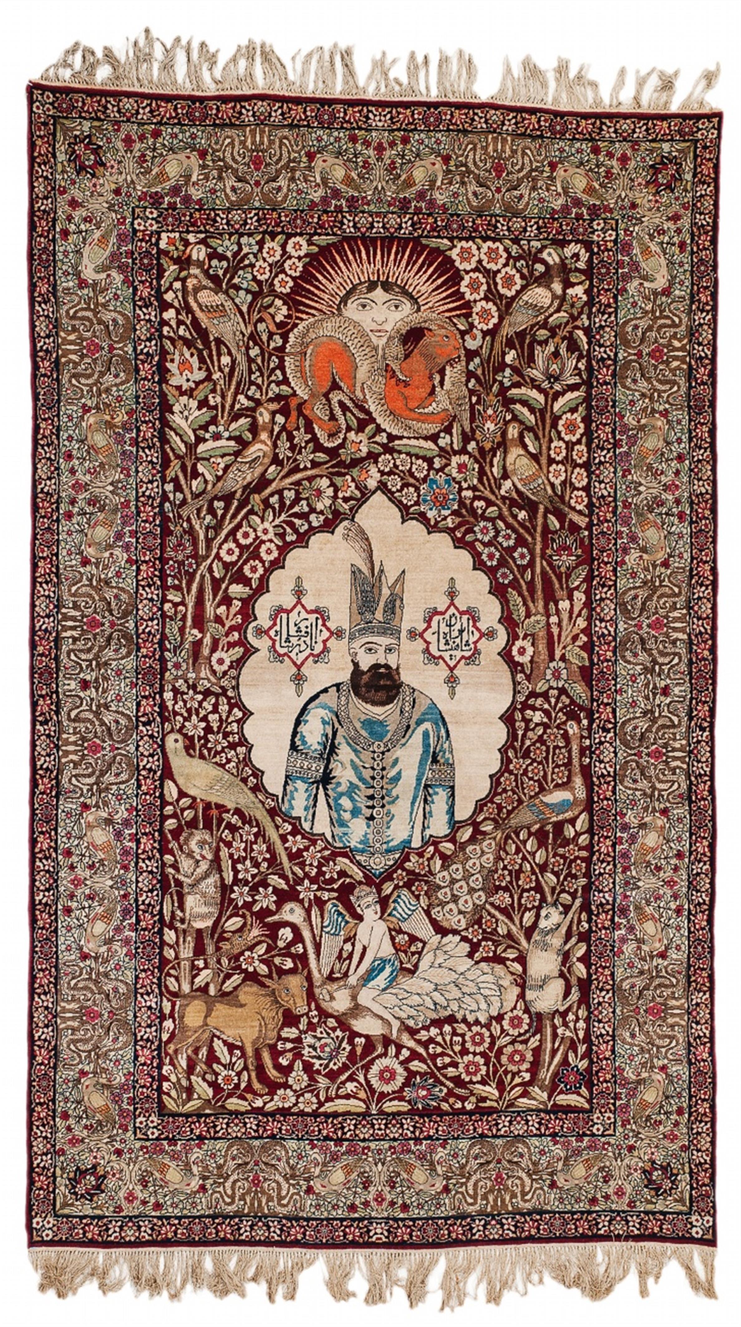 An Iranian wool and silk figural carpet with Nadir Schah Afschar. - image-1