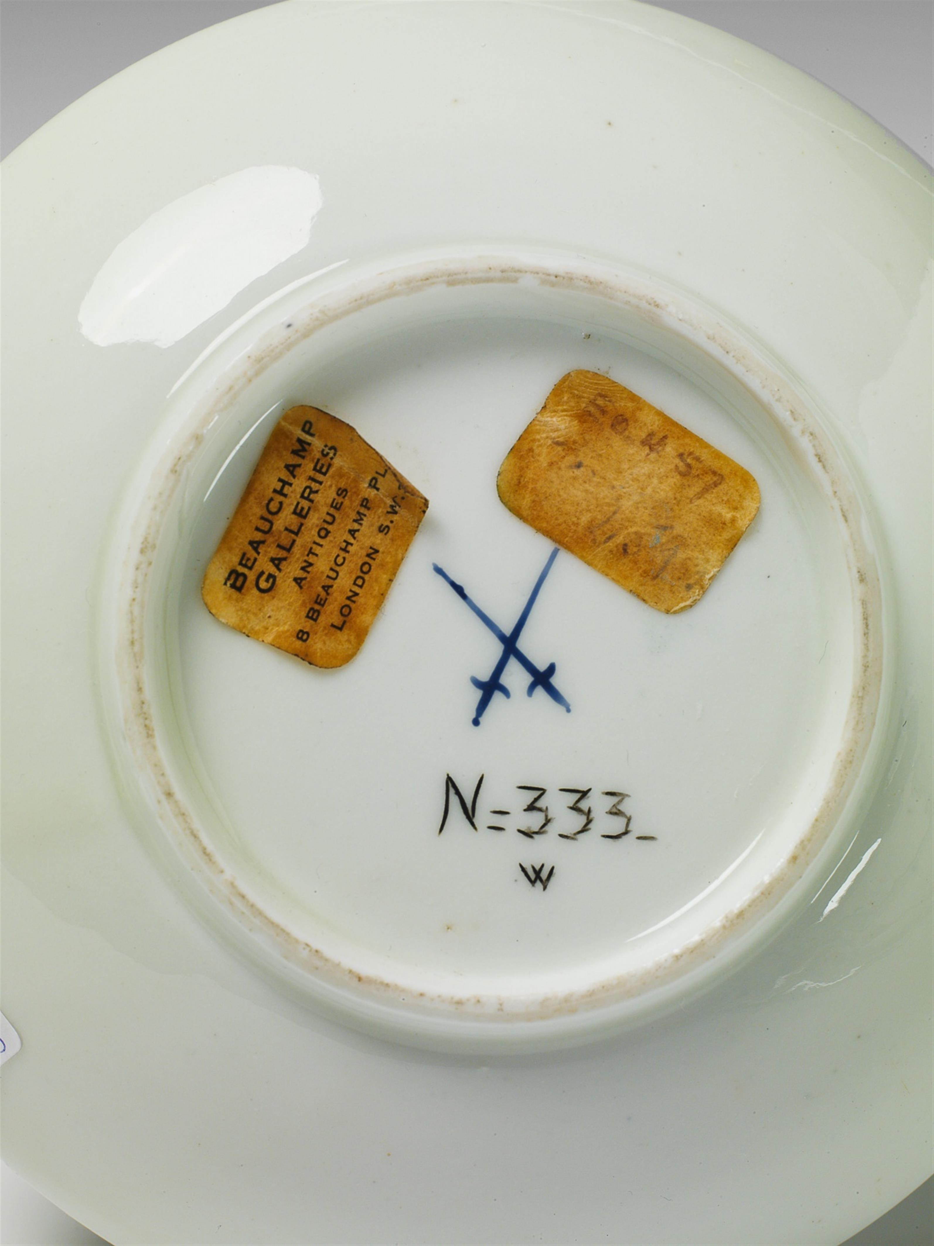 A Meissen porcelain saucer with a palace inventory number. - image-2