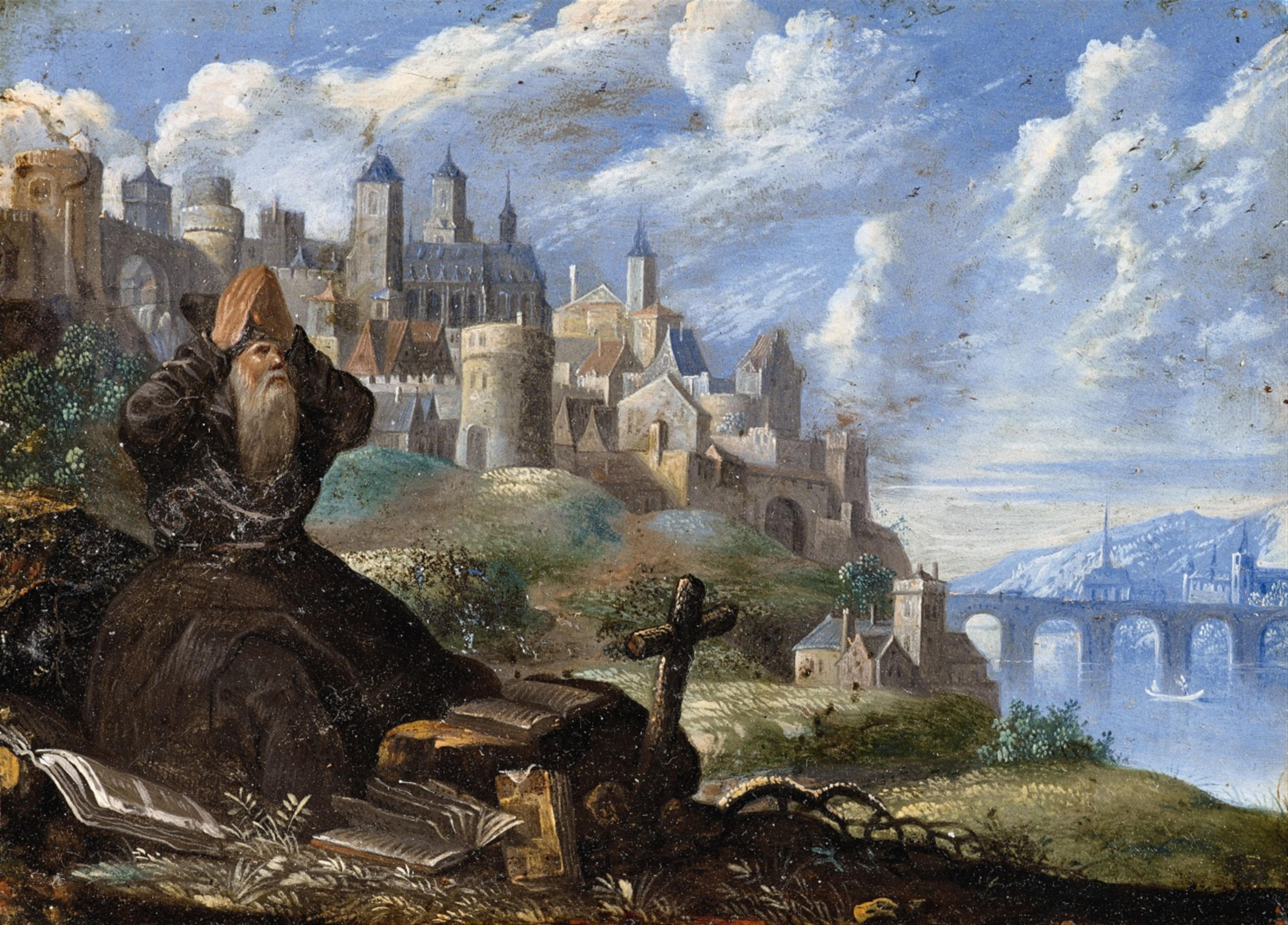 Flemish School early 17th century - Saint Jerome by a River before a City - image-1