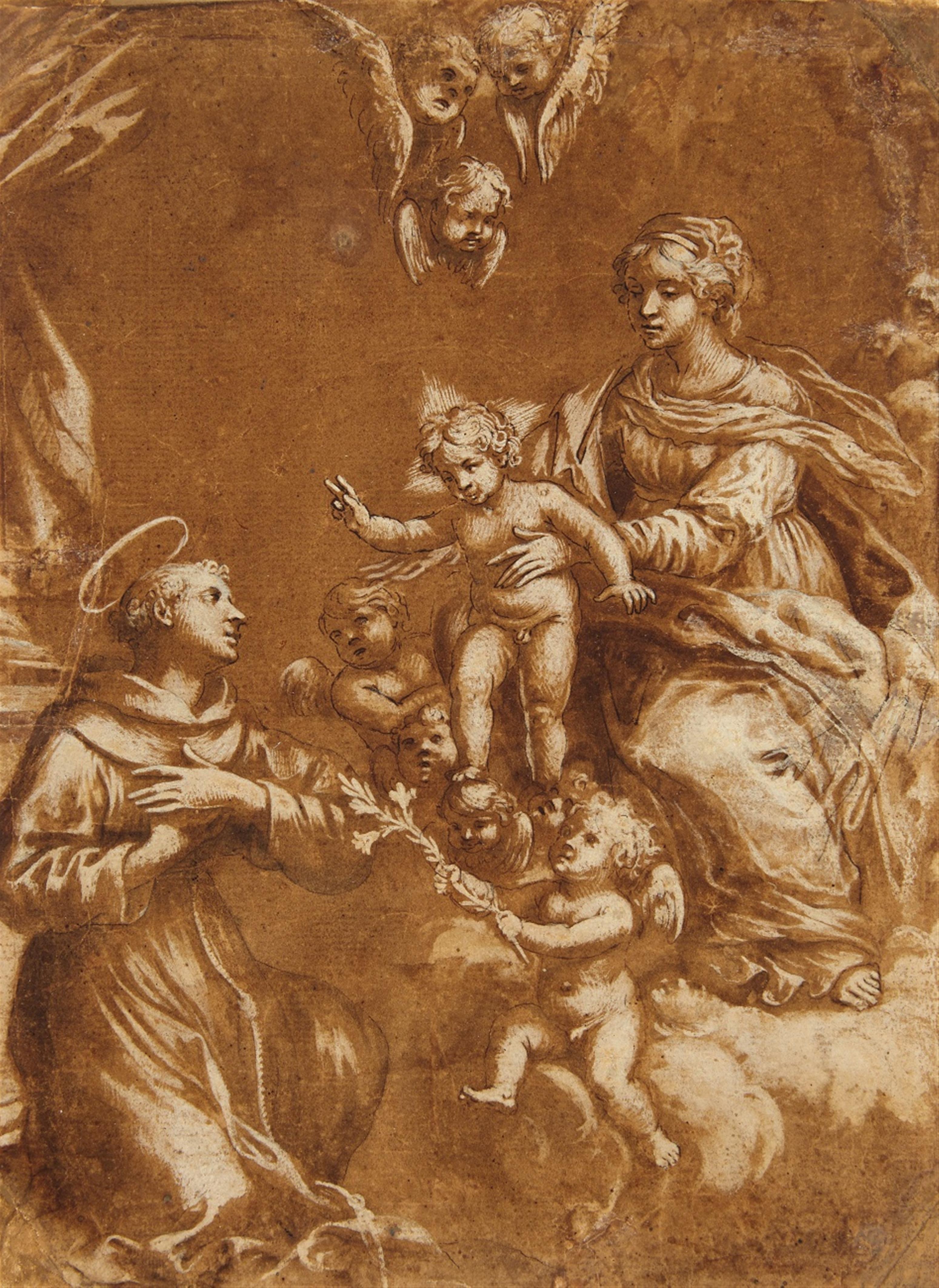 Italian School 17th century - The Virgin and Child Appearing before St. Anthony - image-1