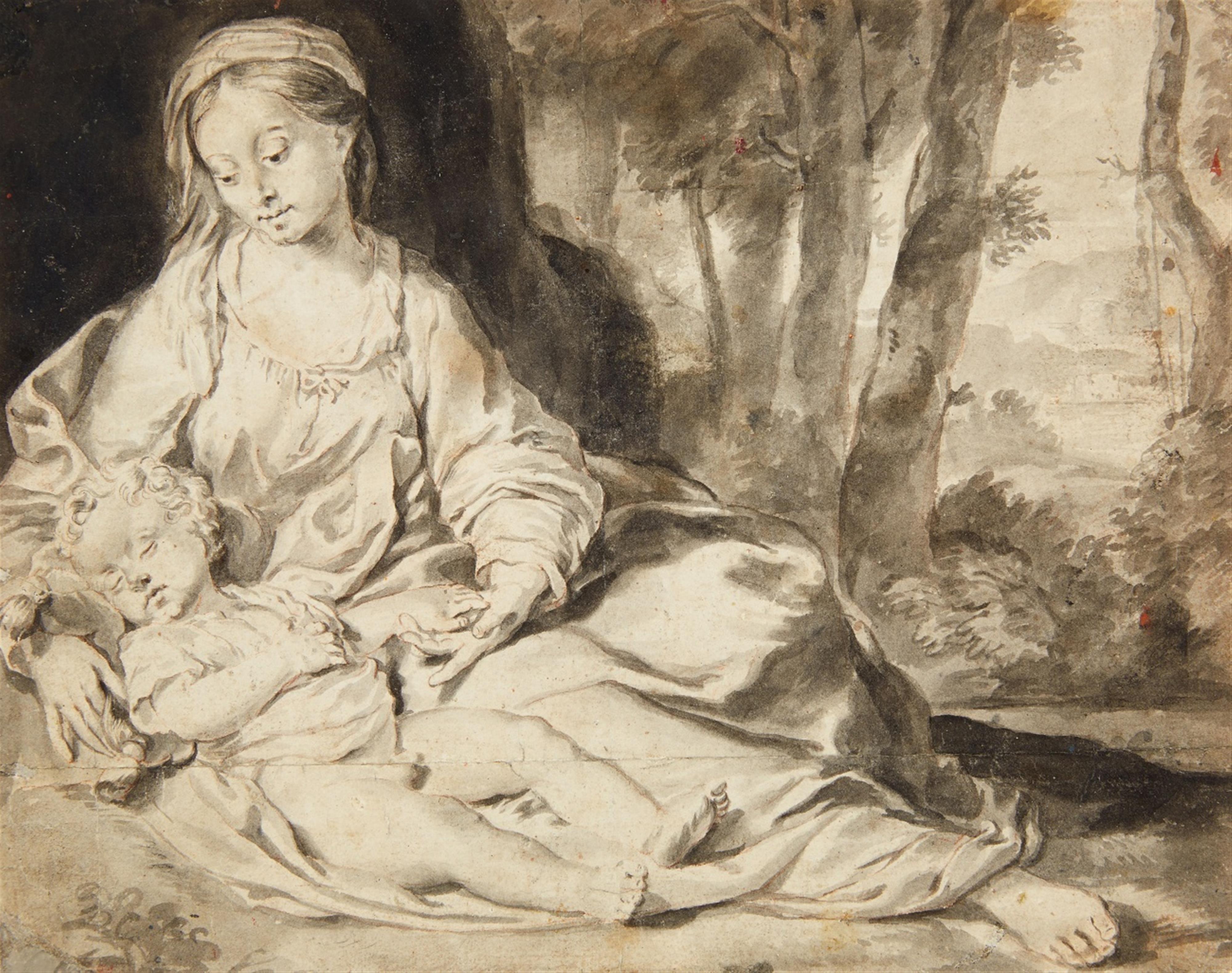 Anthony van Dyck
Flämischer Meister des 17. Jahrhunderts - Sitzende Maria mit Kind in einer Landschaft - image-1