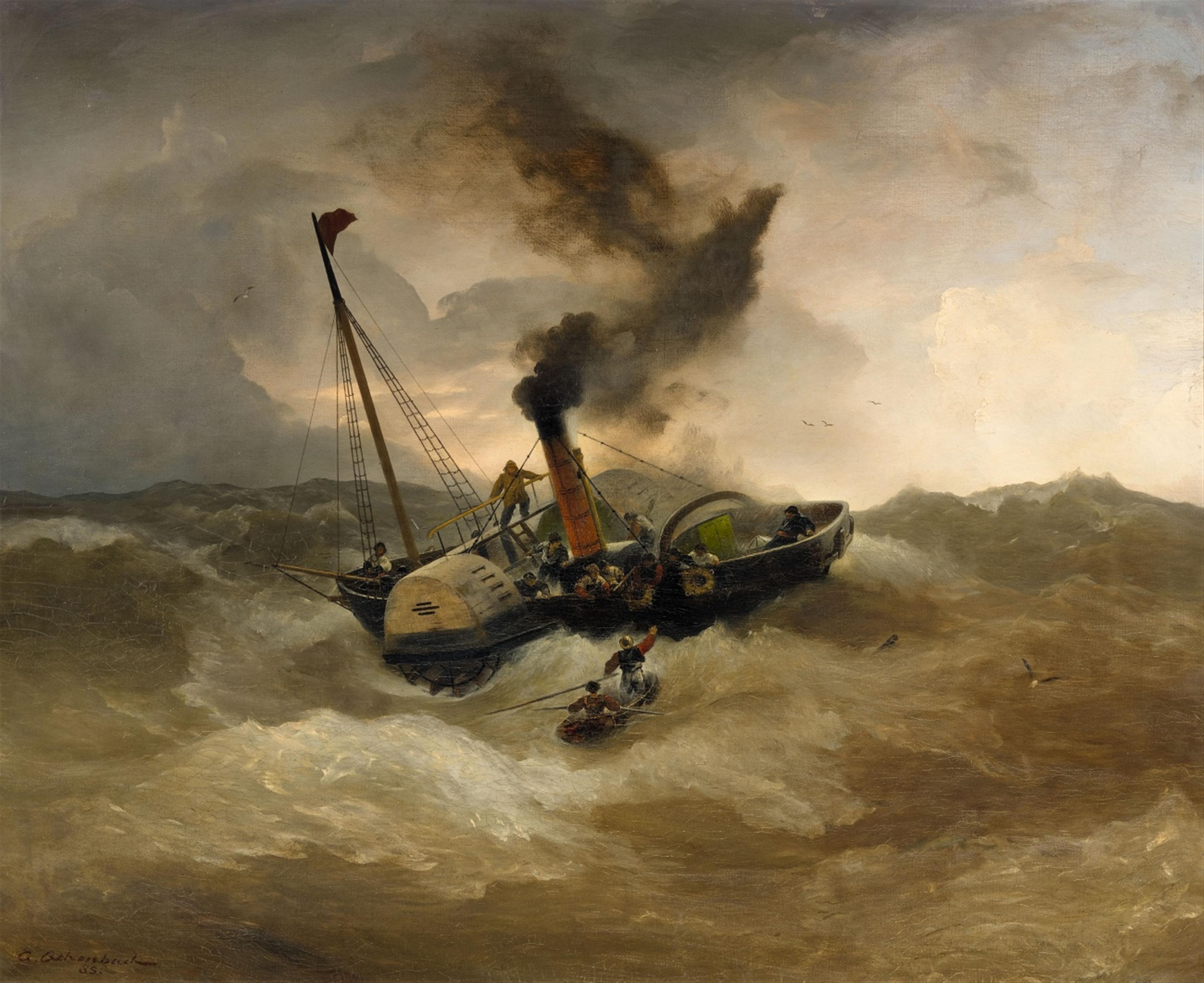 Andreas Achenbach - A Steamship in Rough Seas - image-1