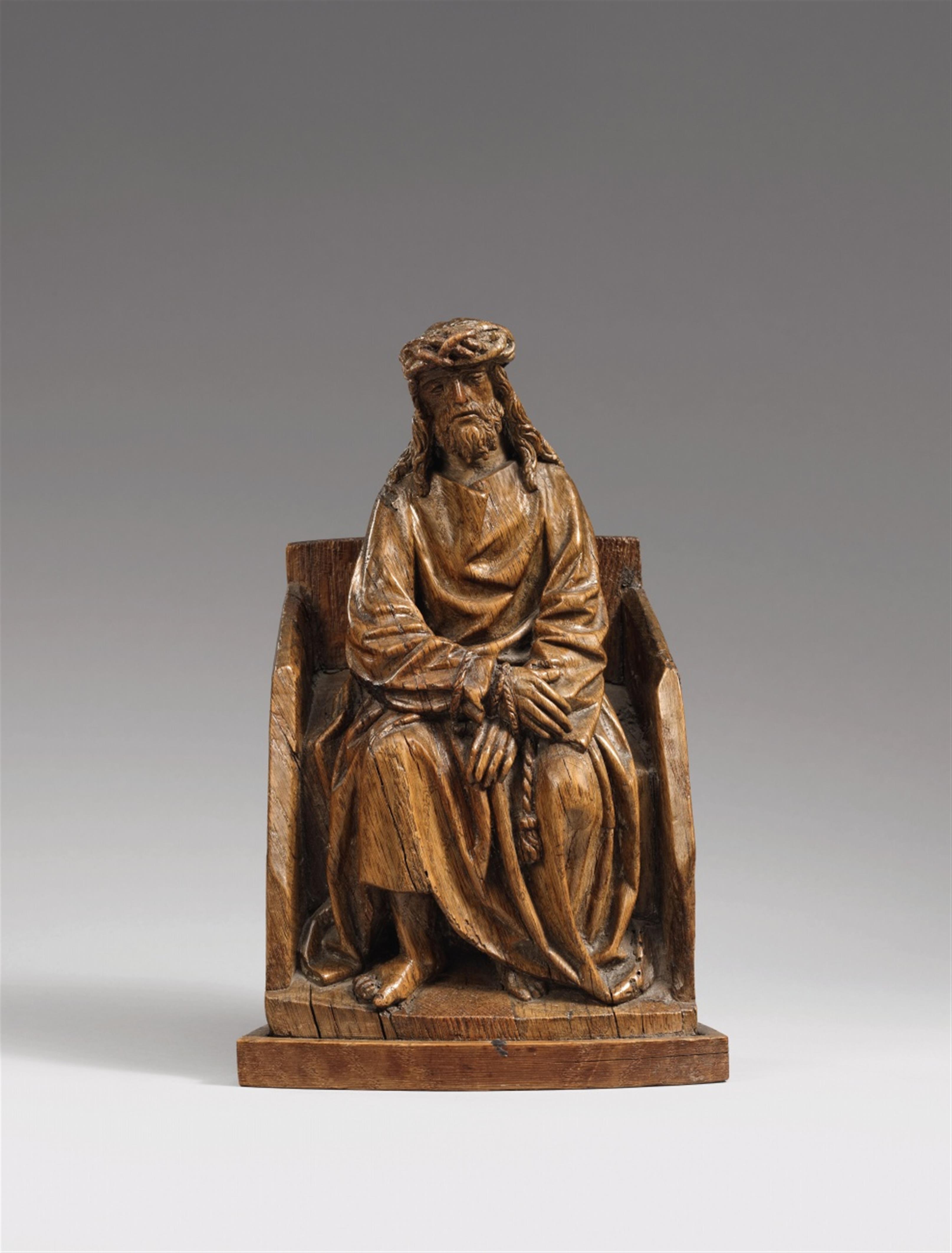 Flemish 2nd half 15th century - A Flemish carved wooden figure of the pensive Christ, 2nd half 15th century. - image-1