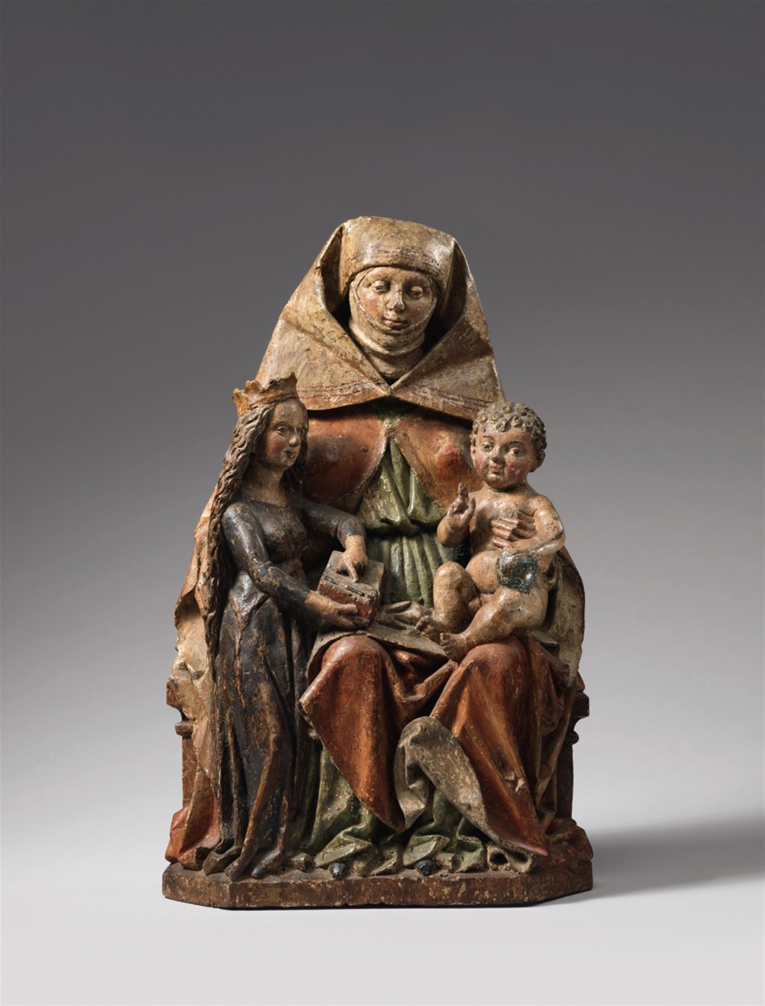 Swabia late 15th century - A late 15th century Swabian carved wooden Anna Selbdritt group. - image-1