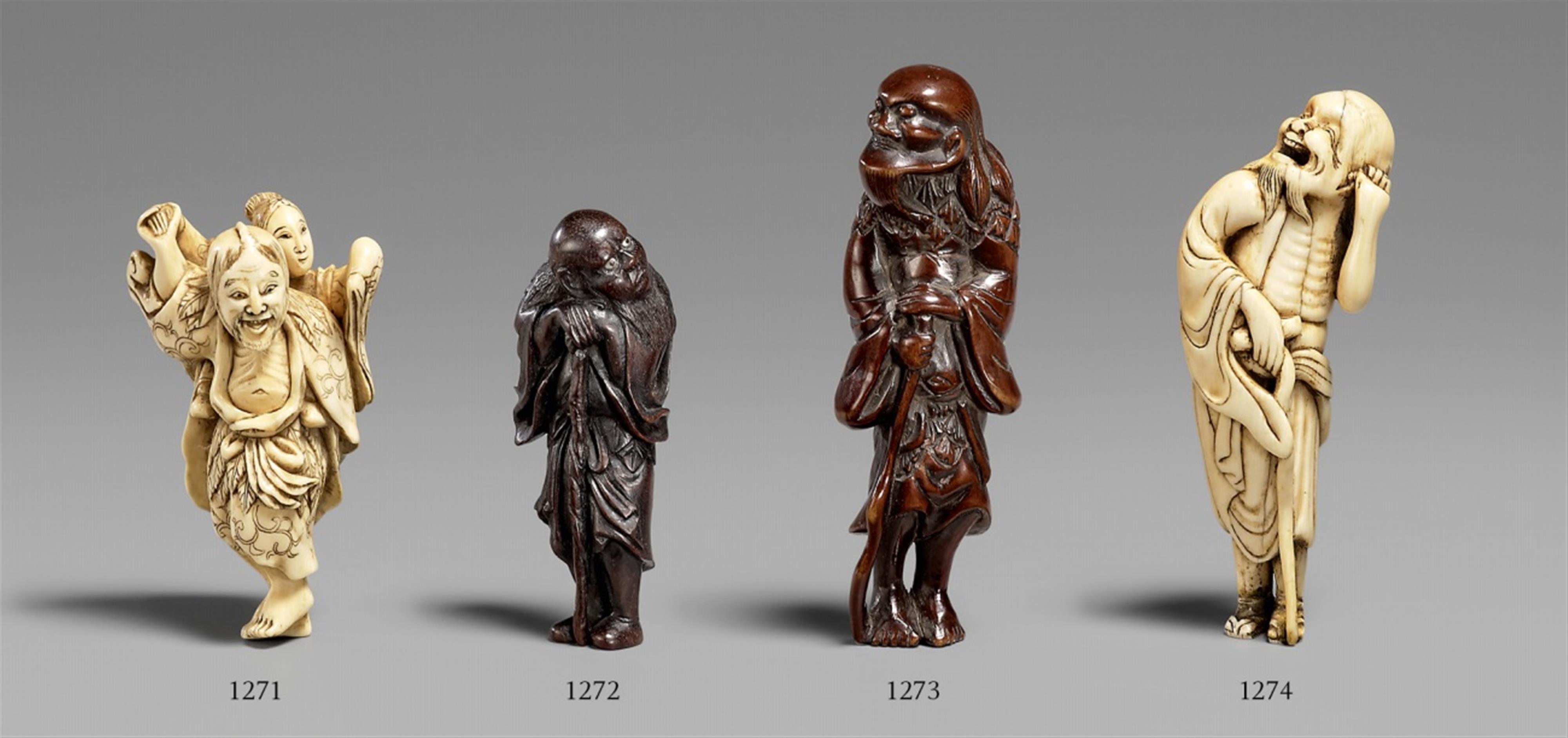 A wood netsuke of Tekkai Sennin. 19th century - image-1