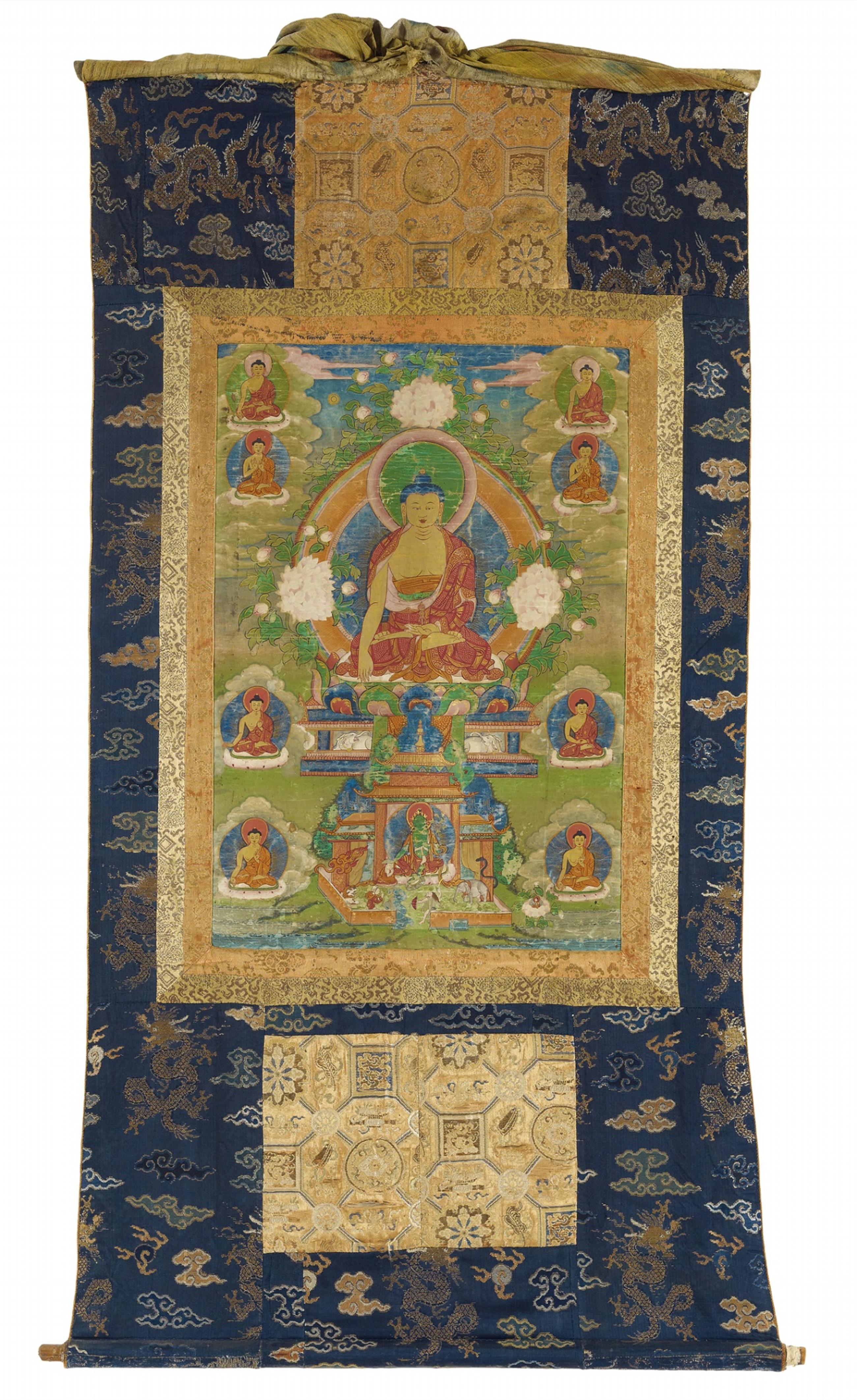 A Tibetan thangka of the Five Tantric Buddhas. 19th century - image-1