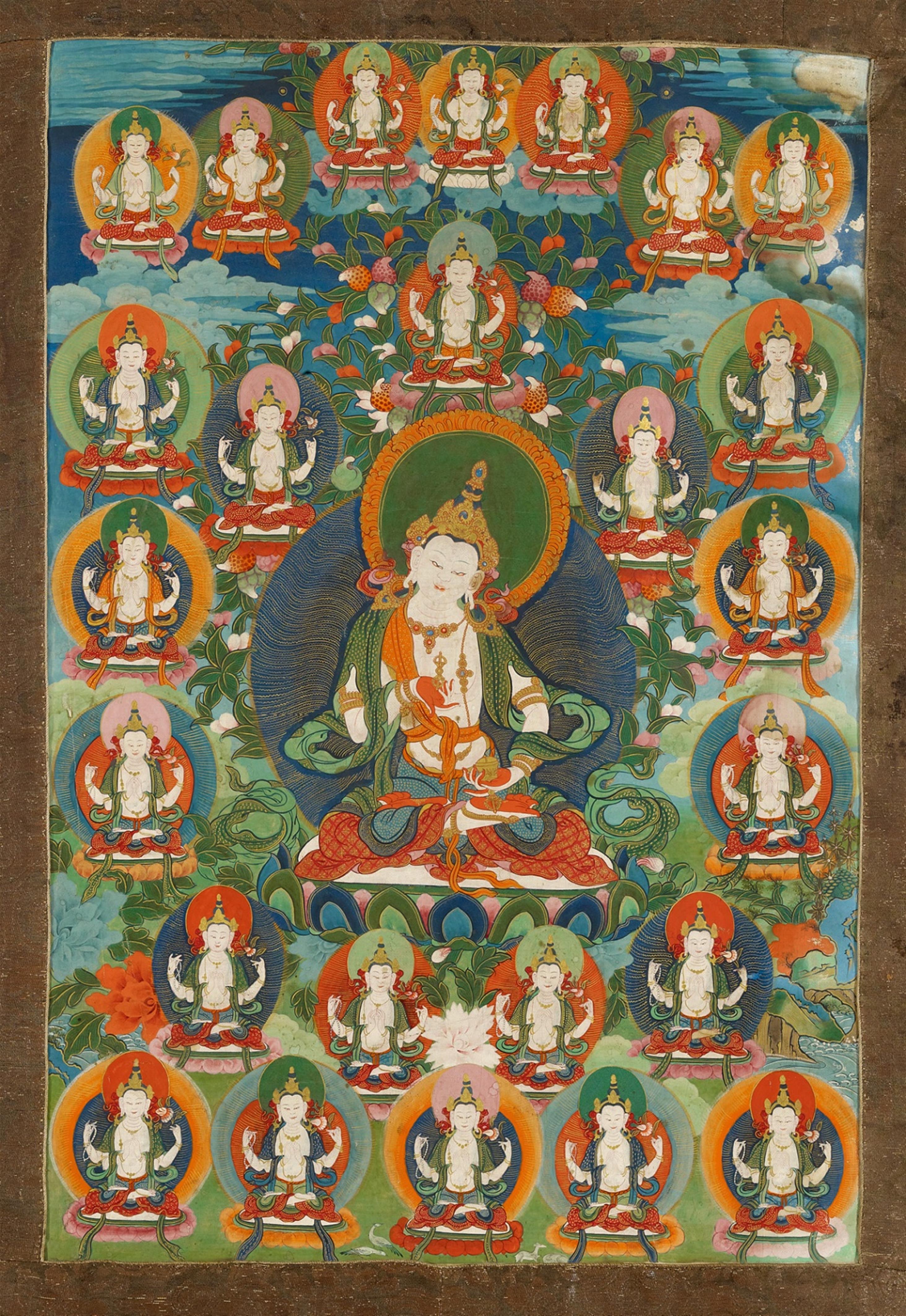 A Tibetan thangka of Vajrasattva. 19th century - image-1