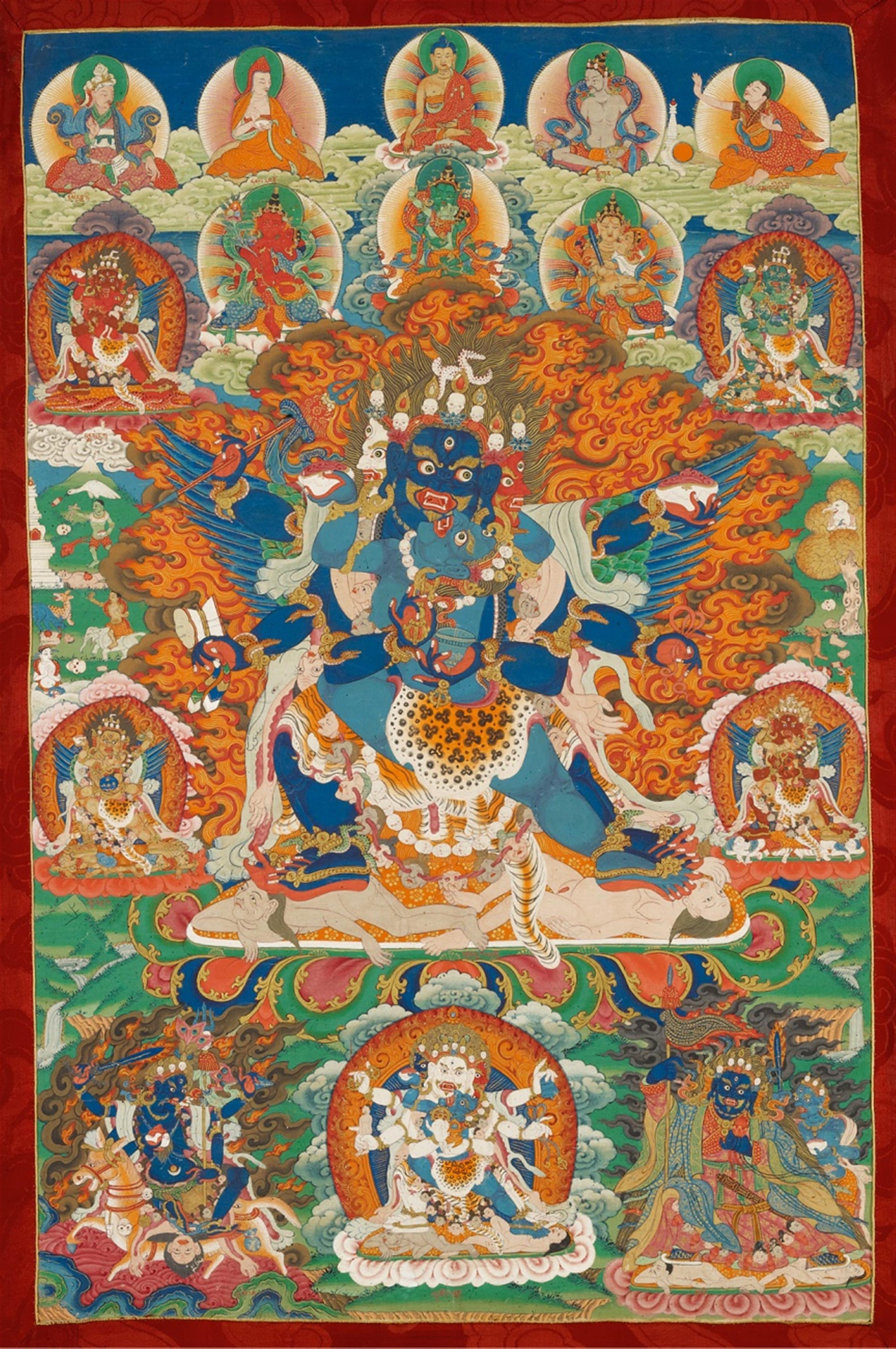A Tibetan thangka of Vajra-Heruka in yab yum. Early 20th century - image-1