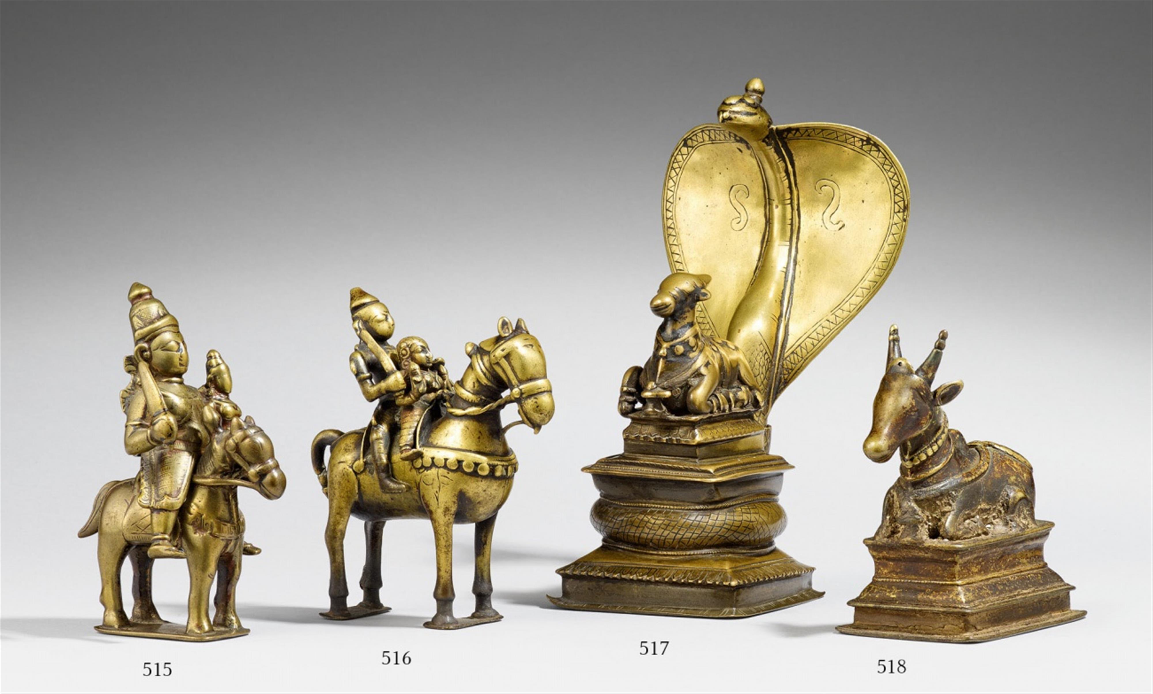 A Maharashtra/Karnataka brass figure of Nandi. 18th/19th century - image-1