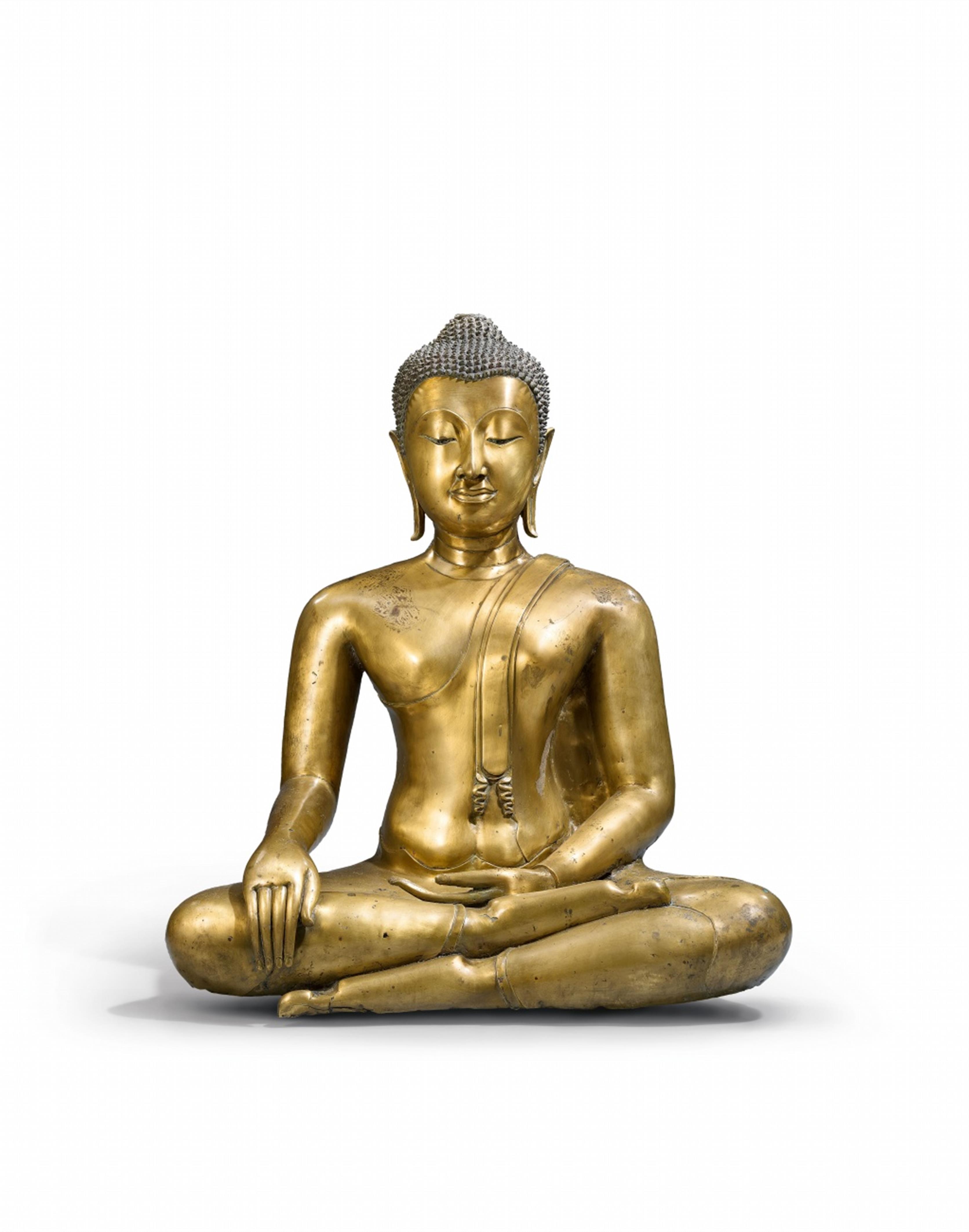 Buddha Shakyamuni. Messingfarbene Bronze. Thailand, im Ayutthaya-Stil. 19. Jh. - image-3