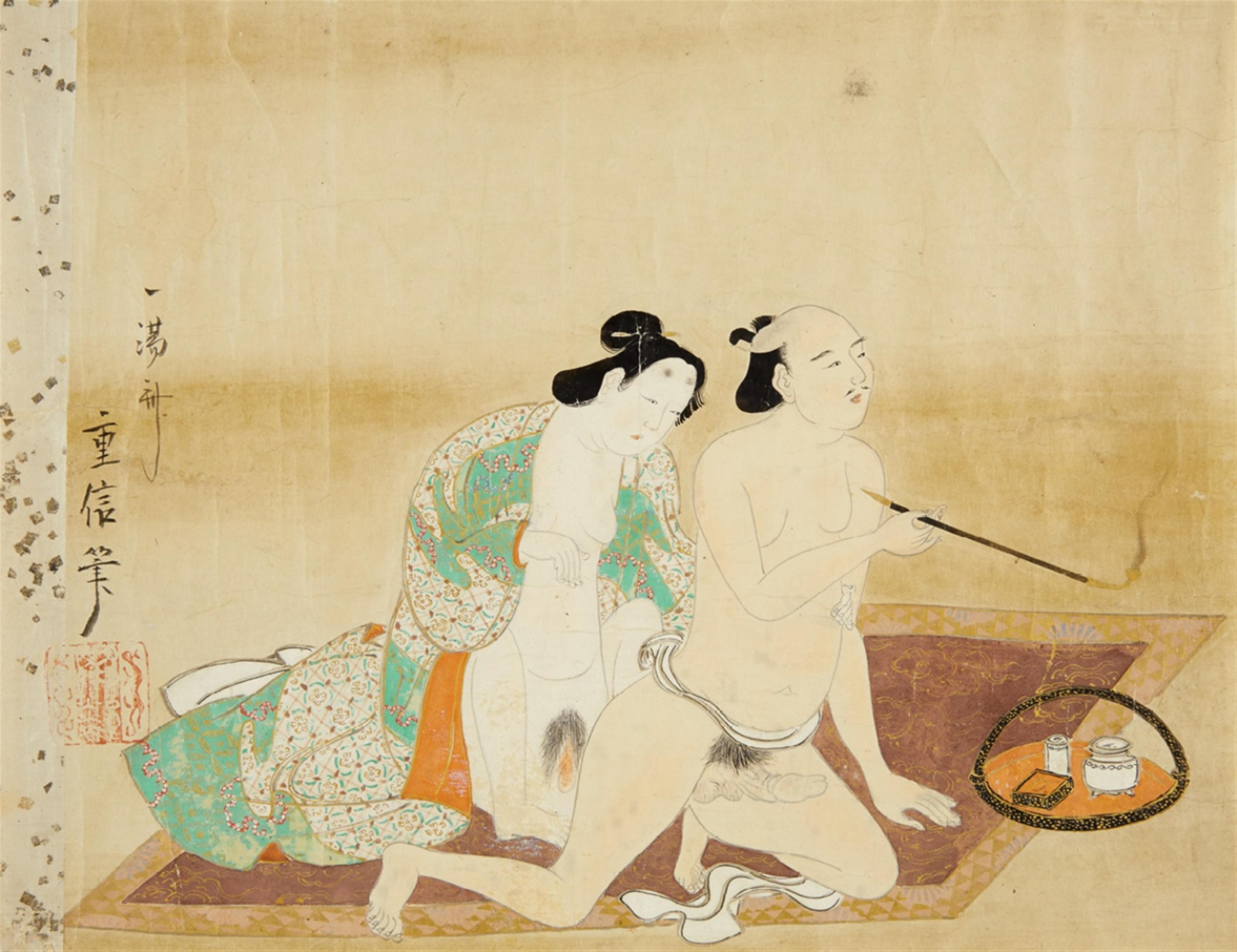 Nine shunga paintings by Shigenobu. 18th century - image-1