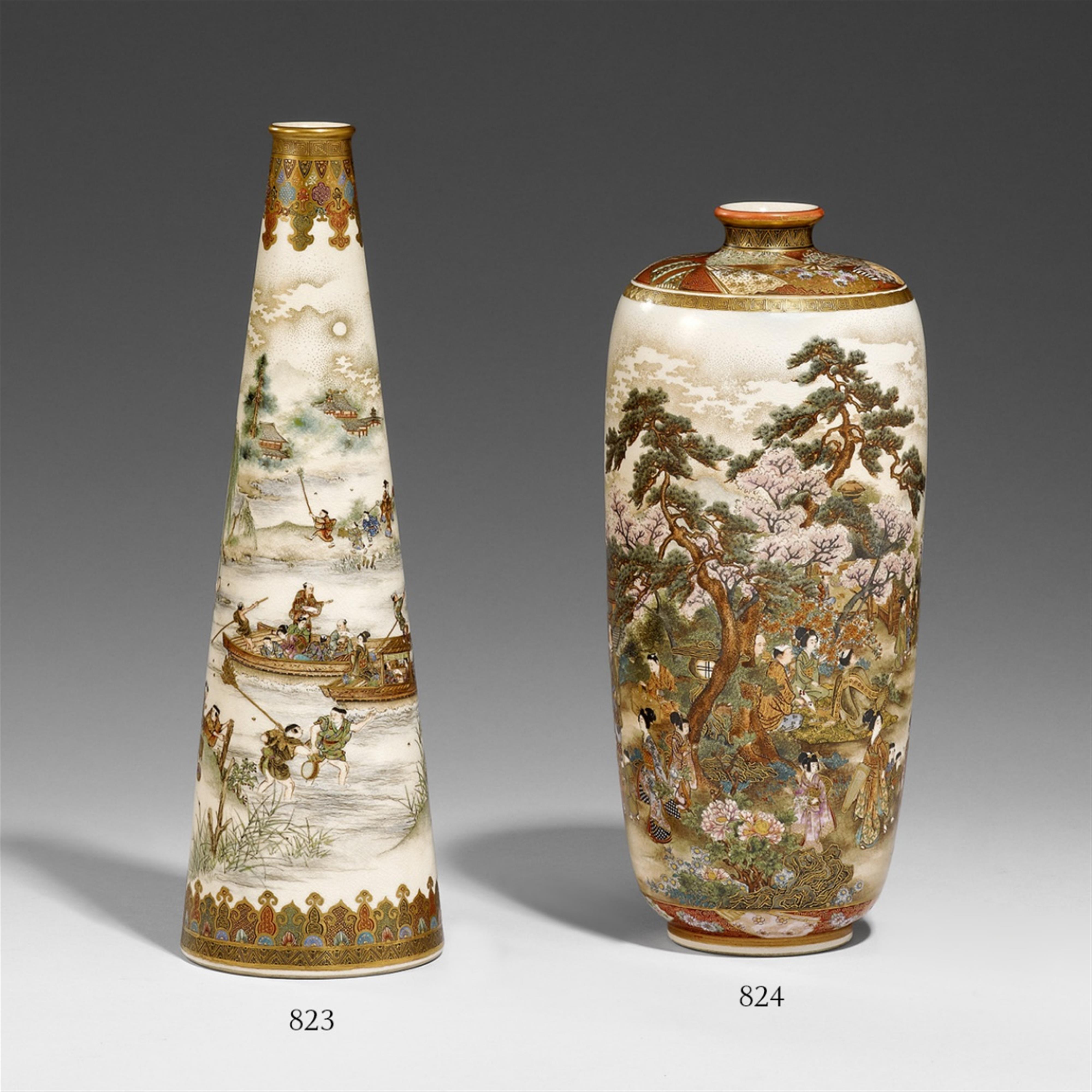 A unusual Kyoto Satsuma vase. Around 1900 - image-1