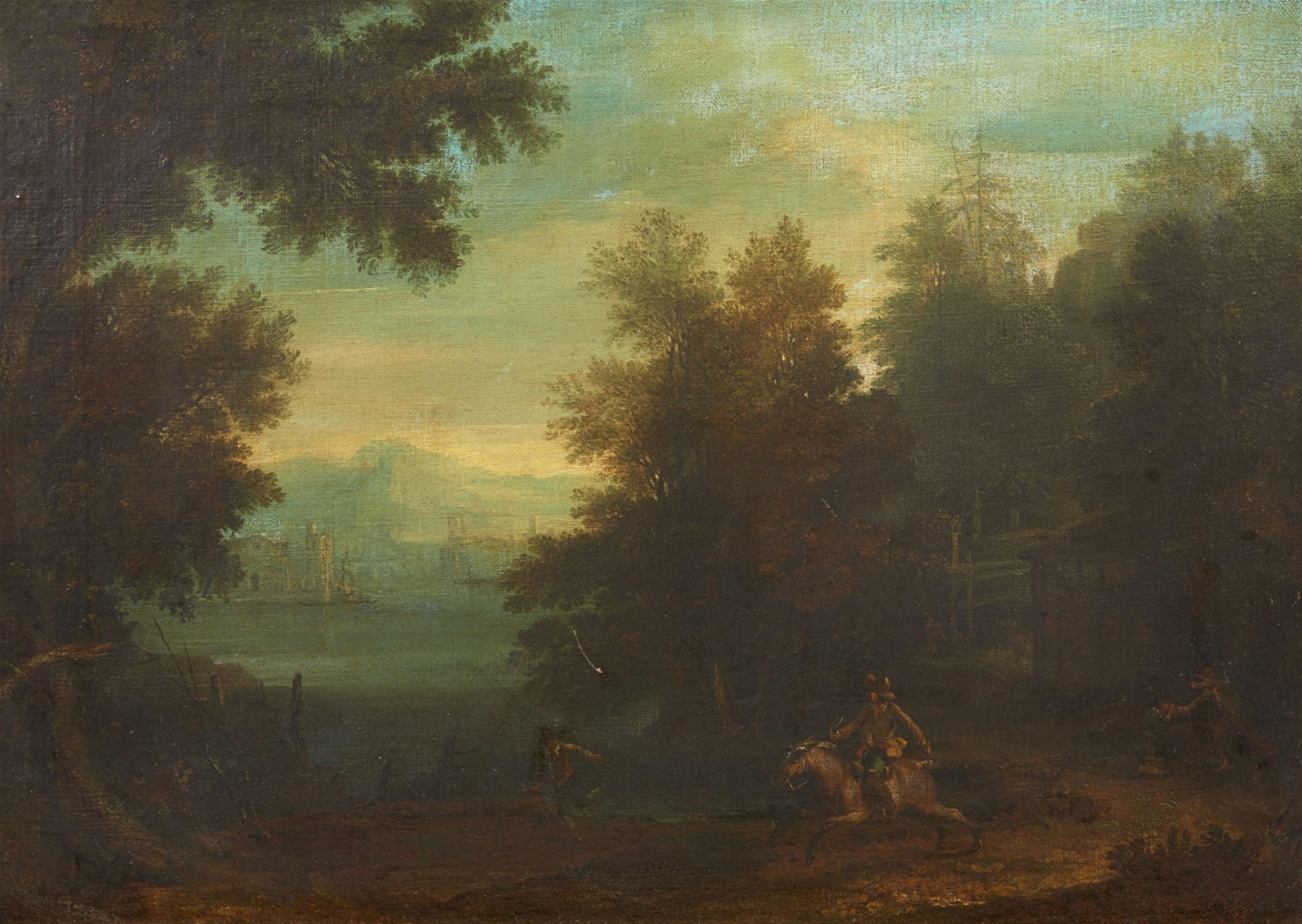 Netherlandish School 18th century - Wooded Landscape with Horsemen - image-1