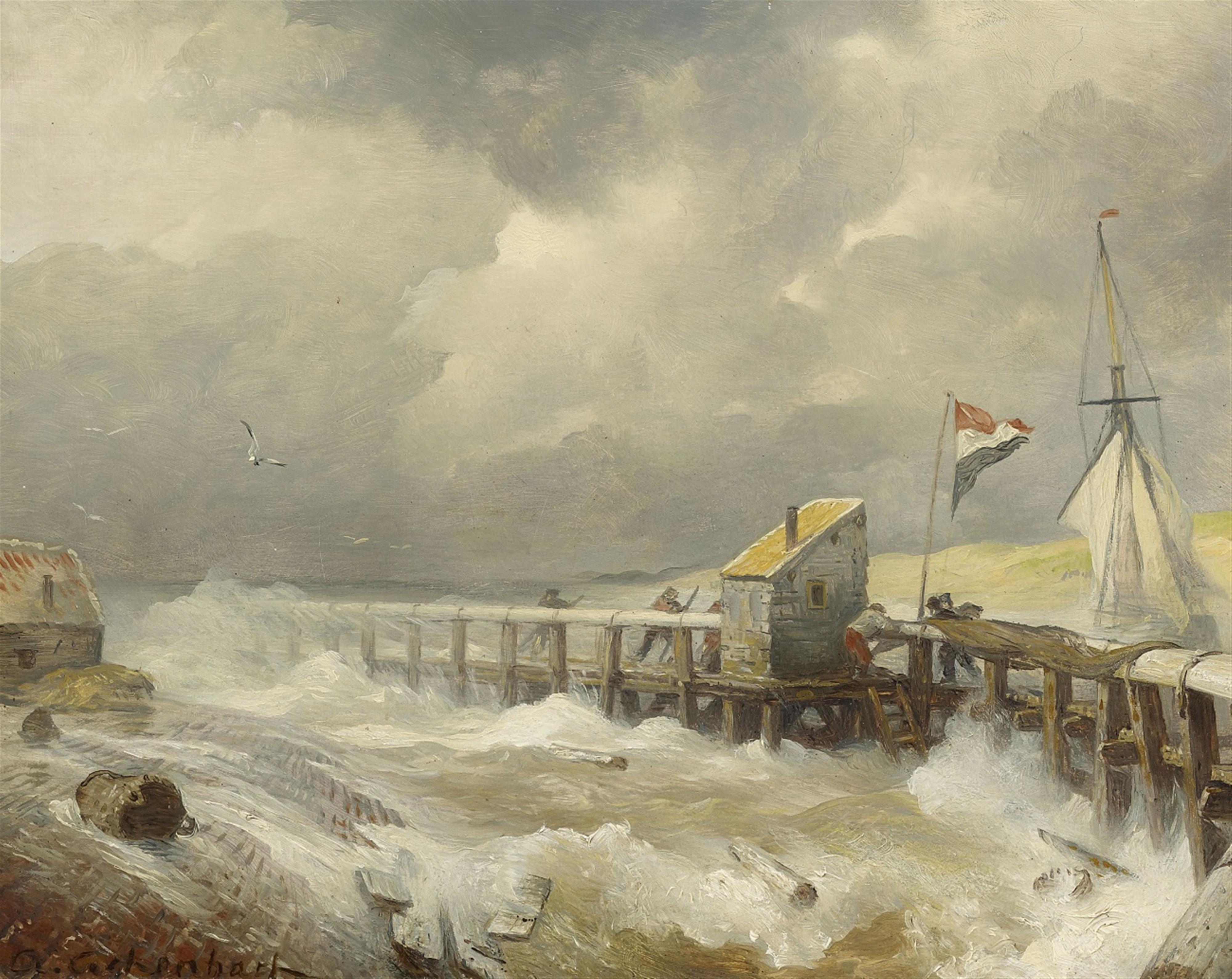 Andreas Achenbach - Storm at the Jetty - image-1