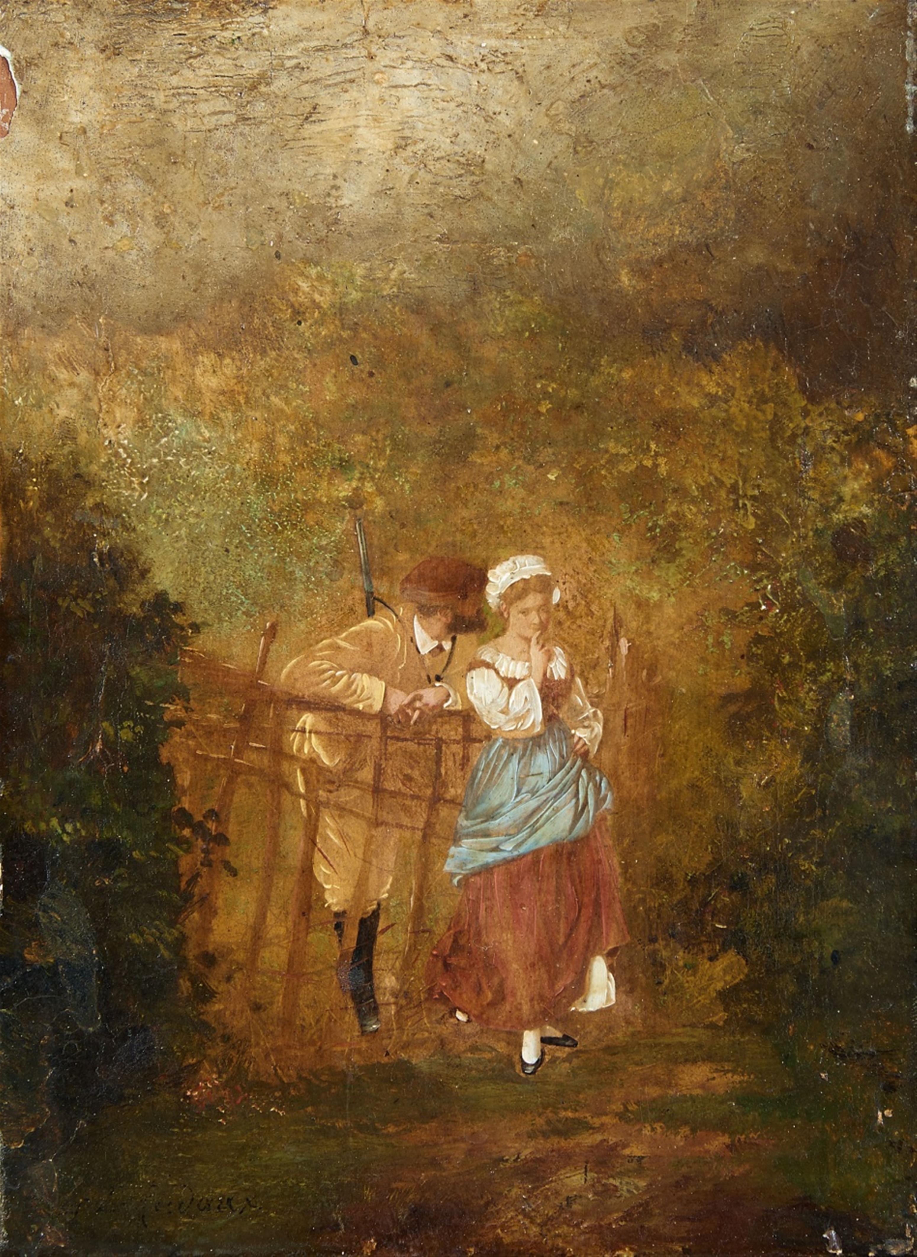 French School 19th century - The Painter and the Girl The Hunter and the Girl - image-2