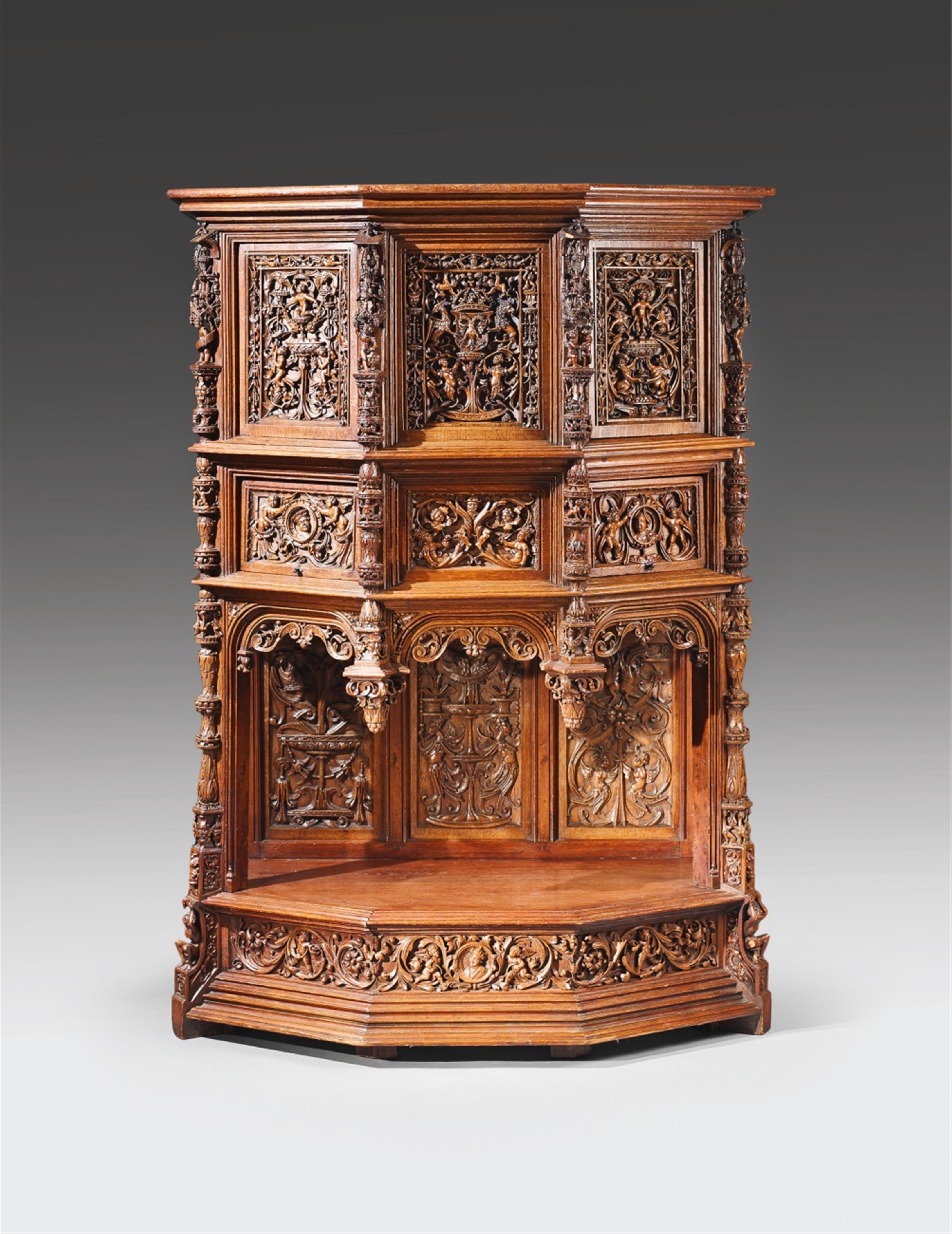 An opulently carved Renaissance style oak "grand dressoir" cabinet. - image-6