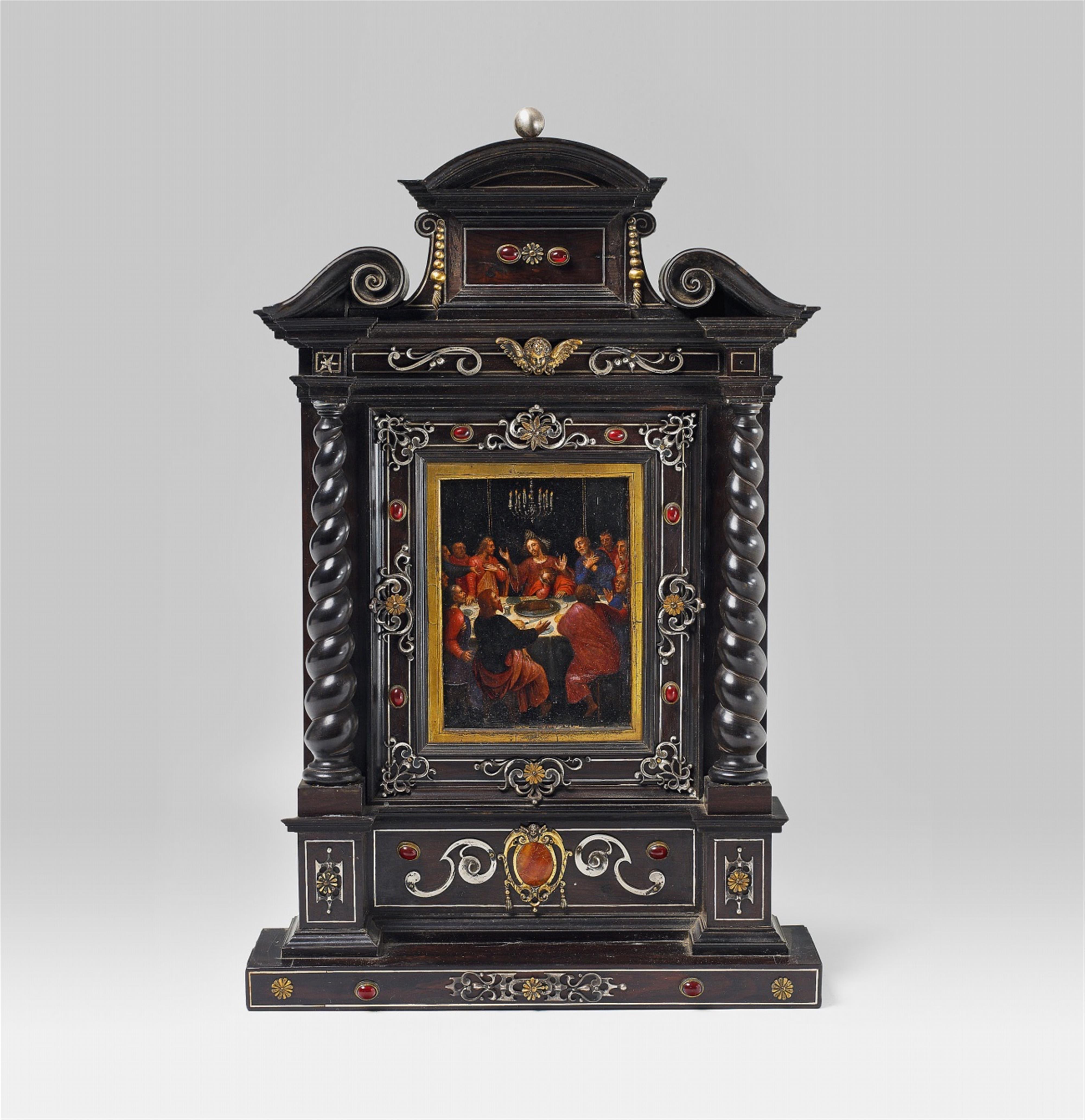 A Baroque ebonised walnut domestic altar. - image-1