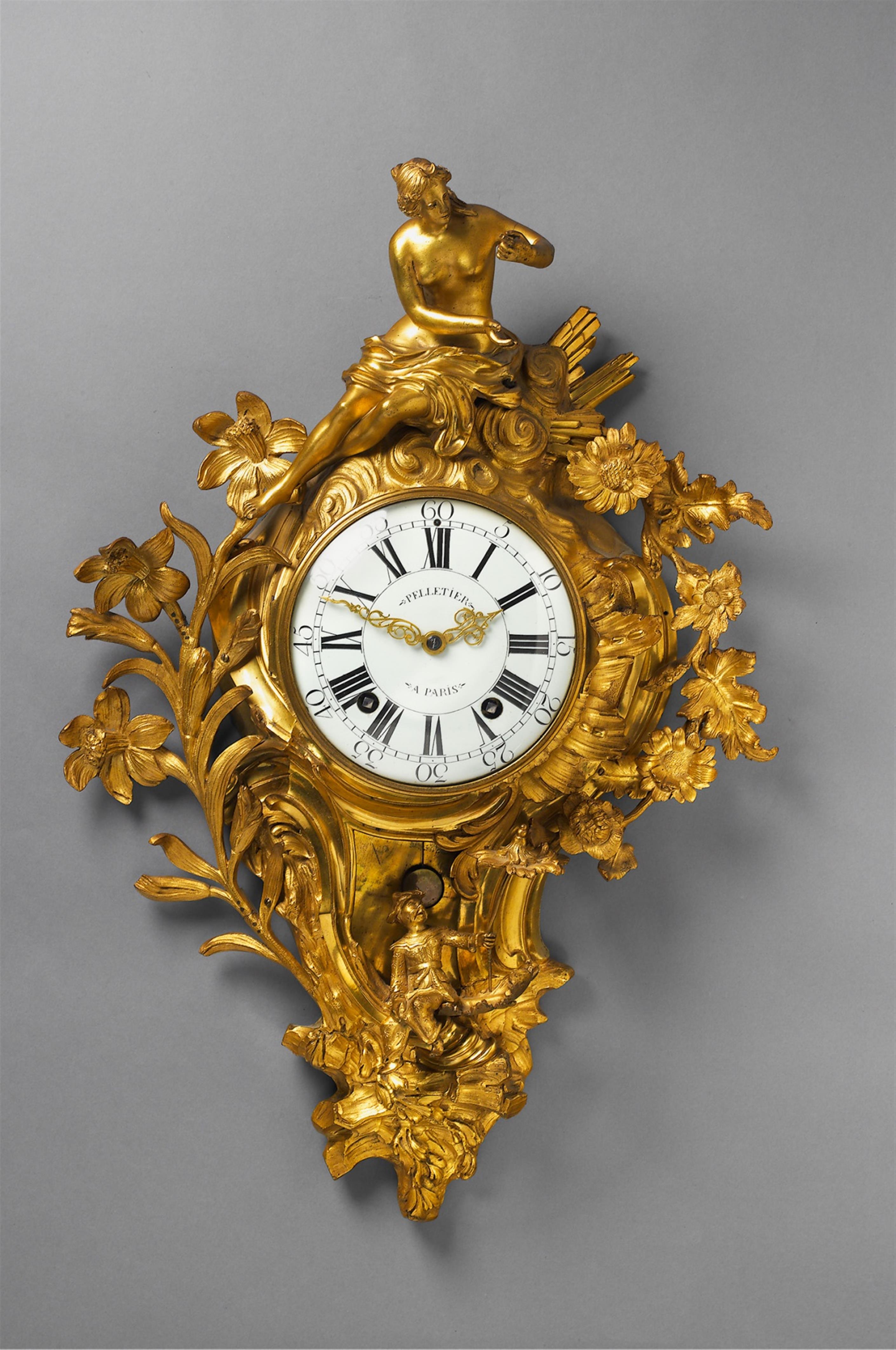 A Parisian époque Louis XV rocaille-form ormolu cartel clock. - image-1