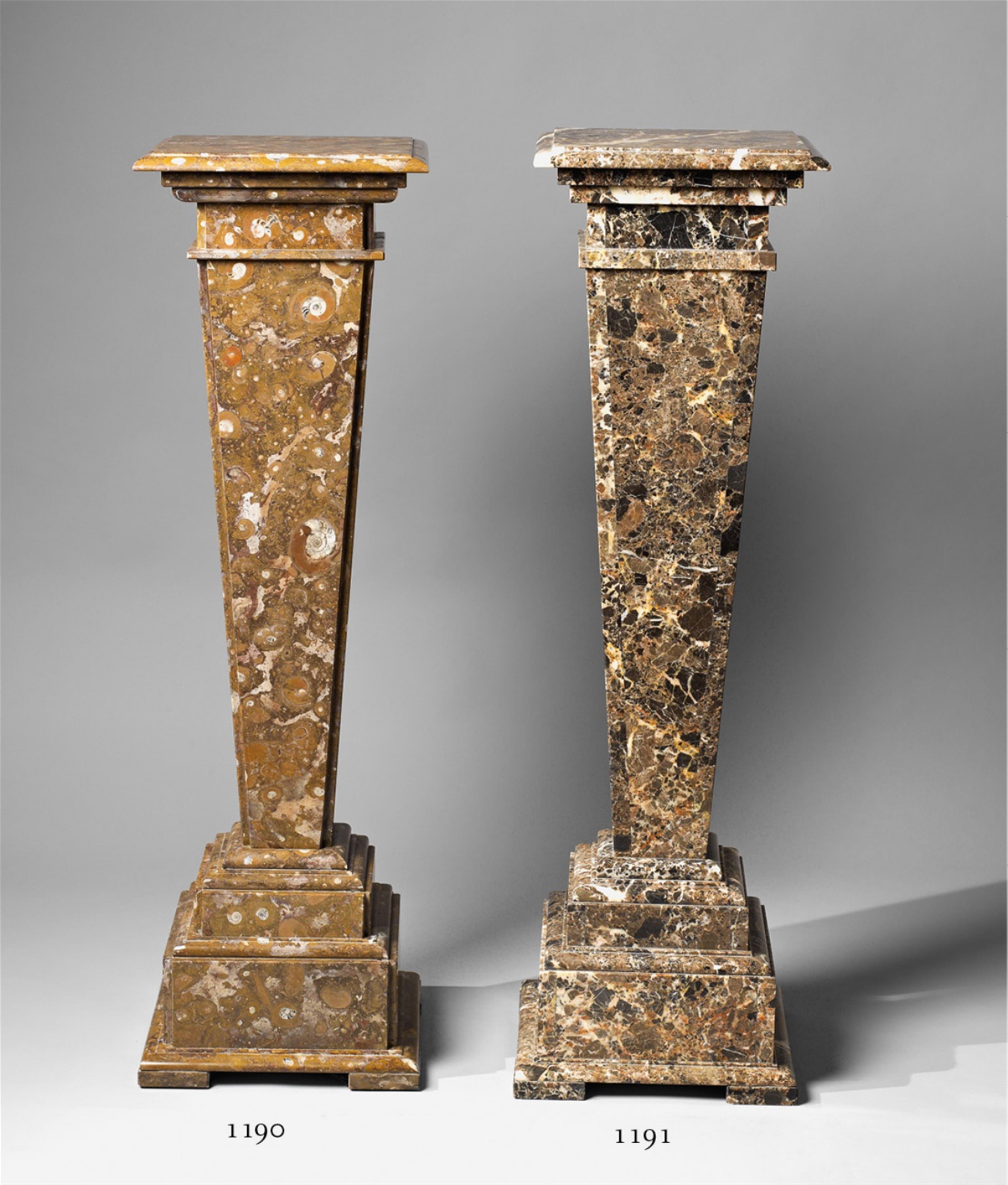 An Italian brown marble pedestal with inclusions. - image-1