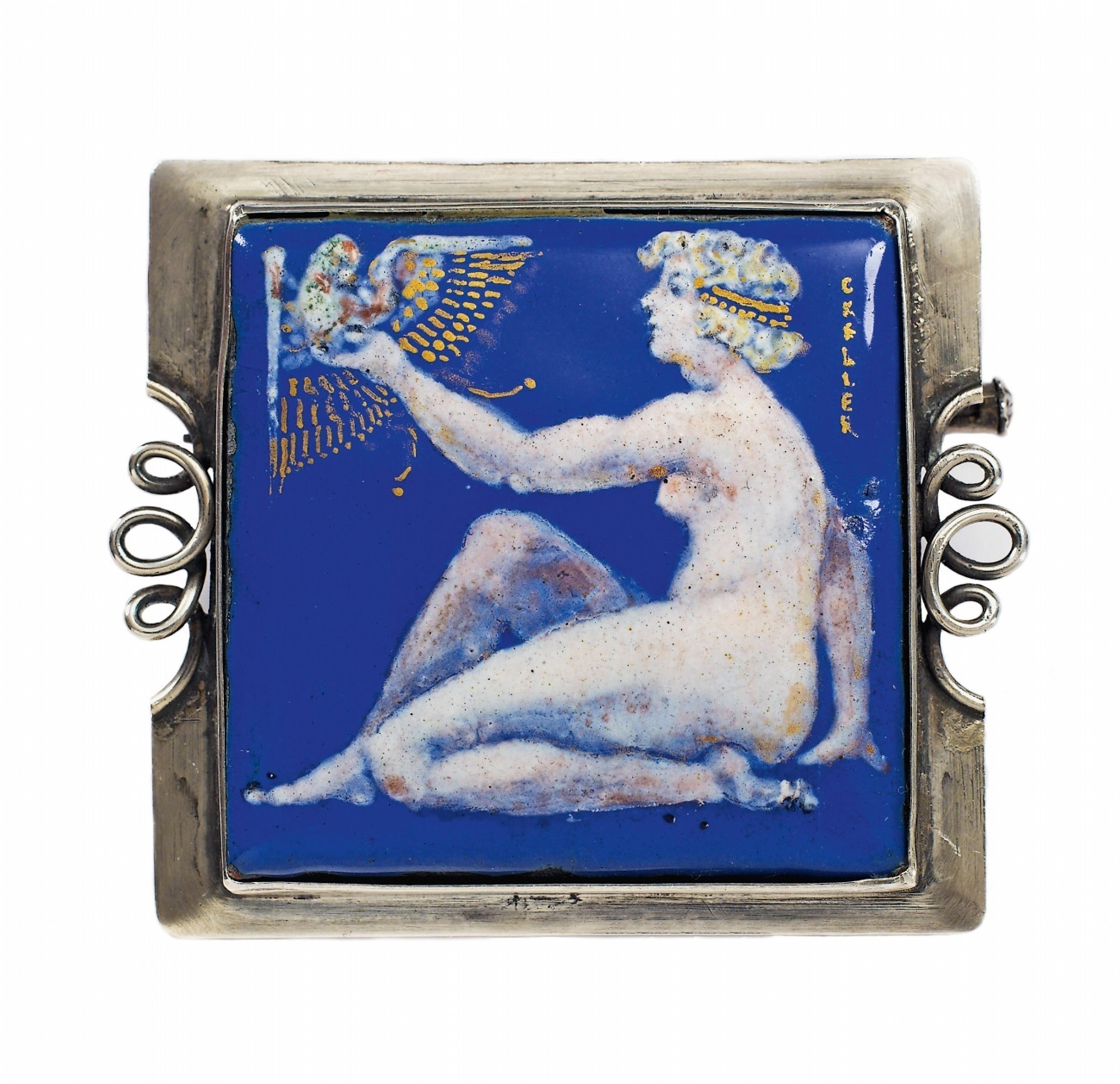 A silver and enamel Art Deco brooch. - image-1