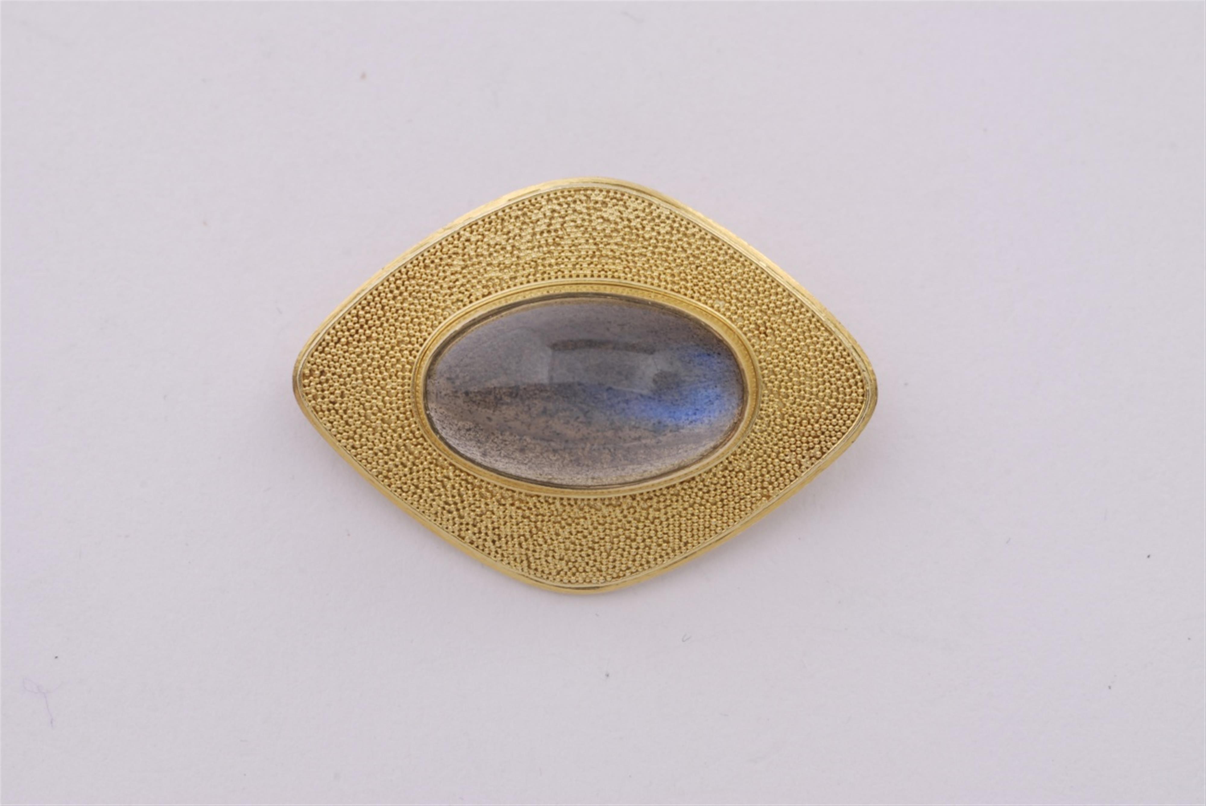 An 18k granulated gold and labradorite brooch. - image-1