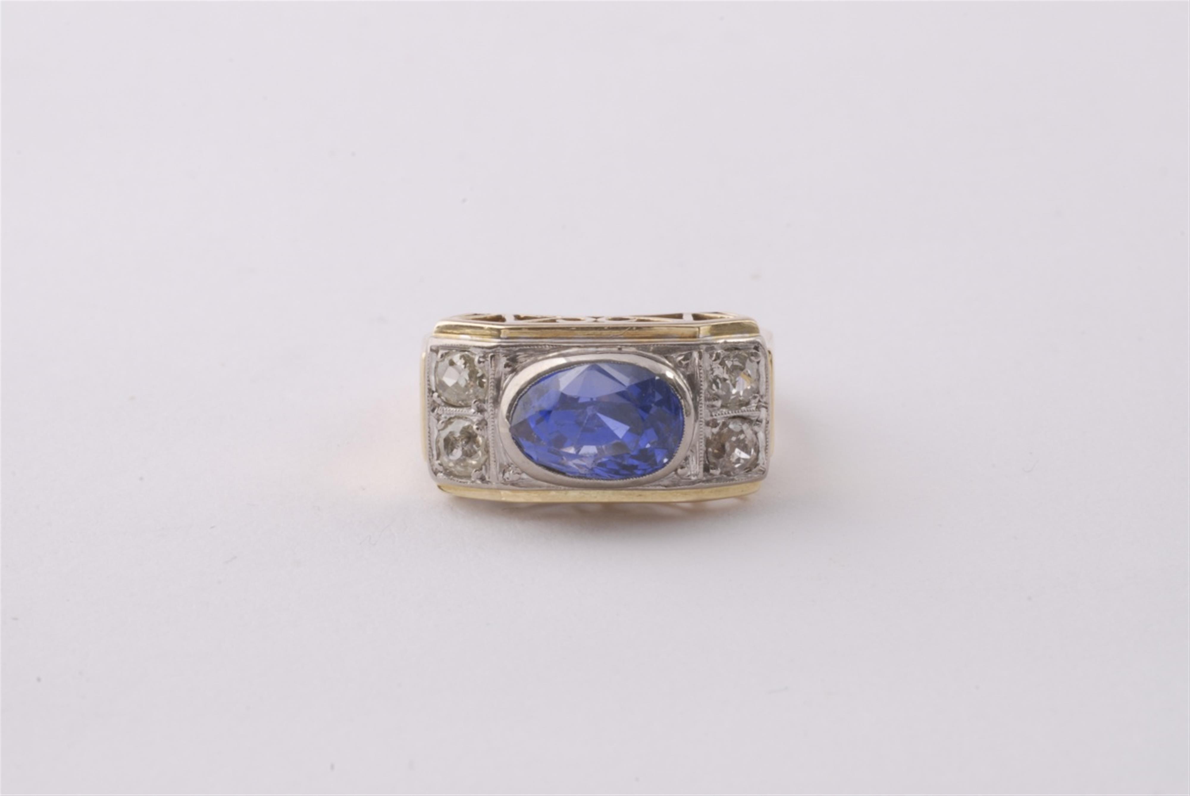 A 14k gold and Ceylon sapphire ring. - image-1