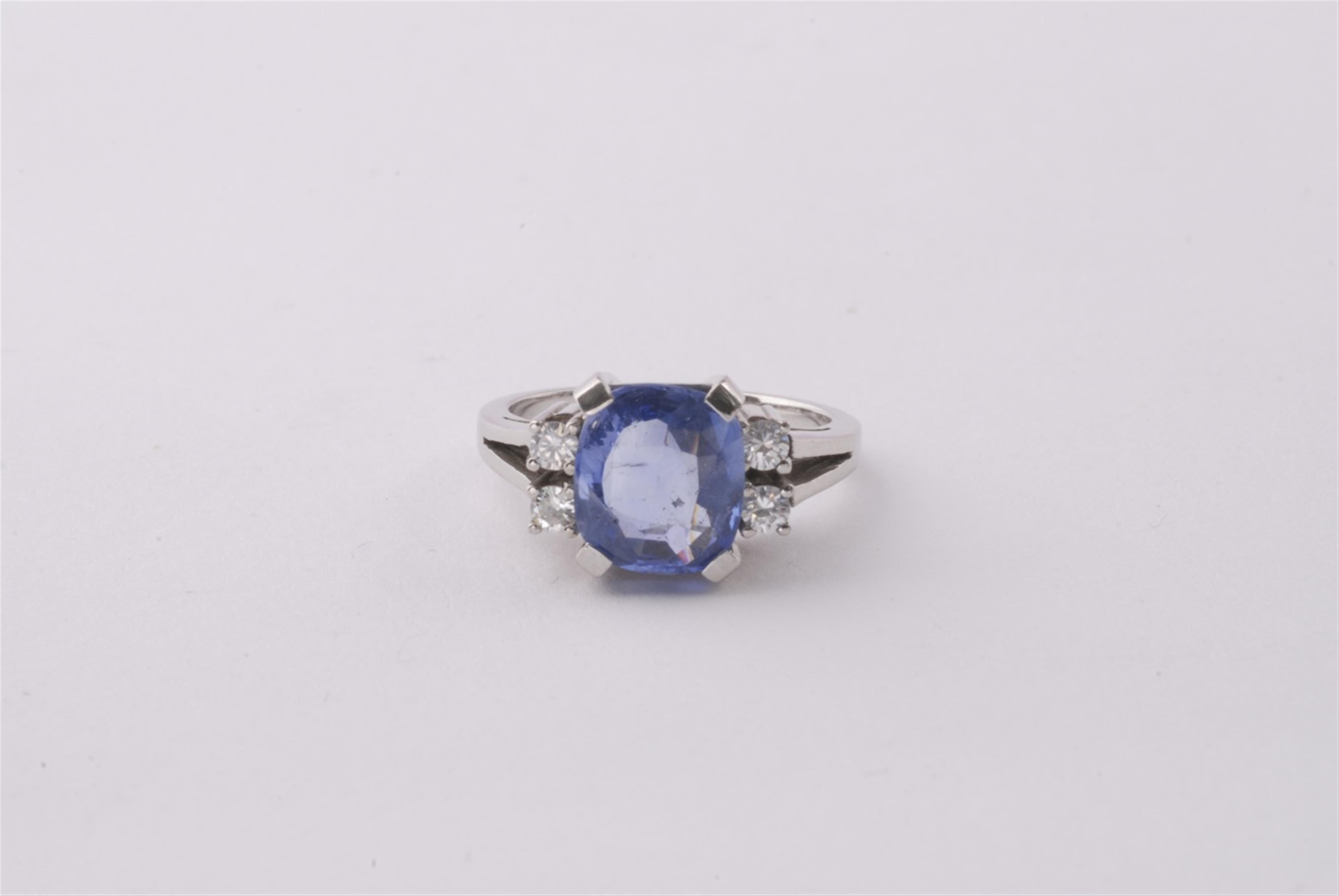 A 14k white gold and Ceylon sapphire ring. - image-1