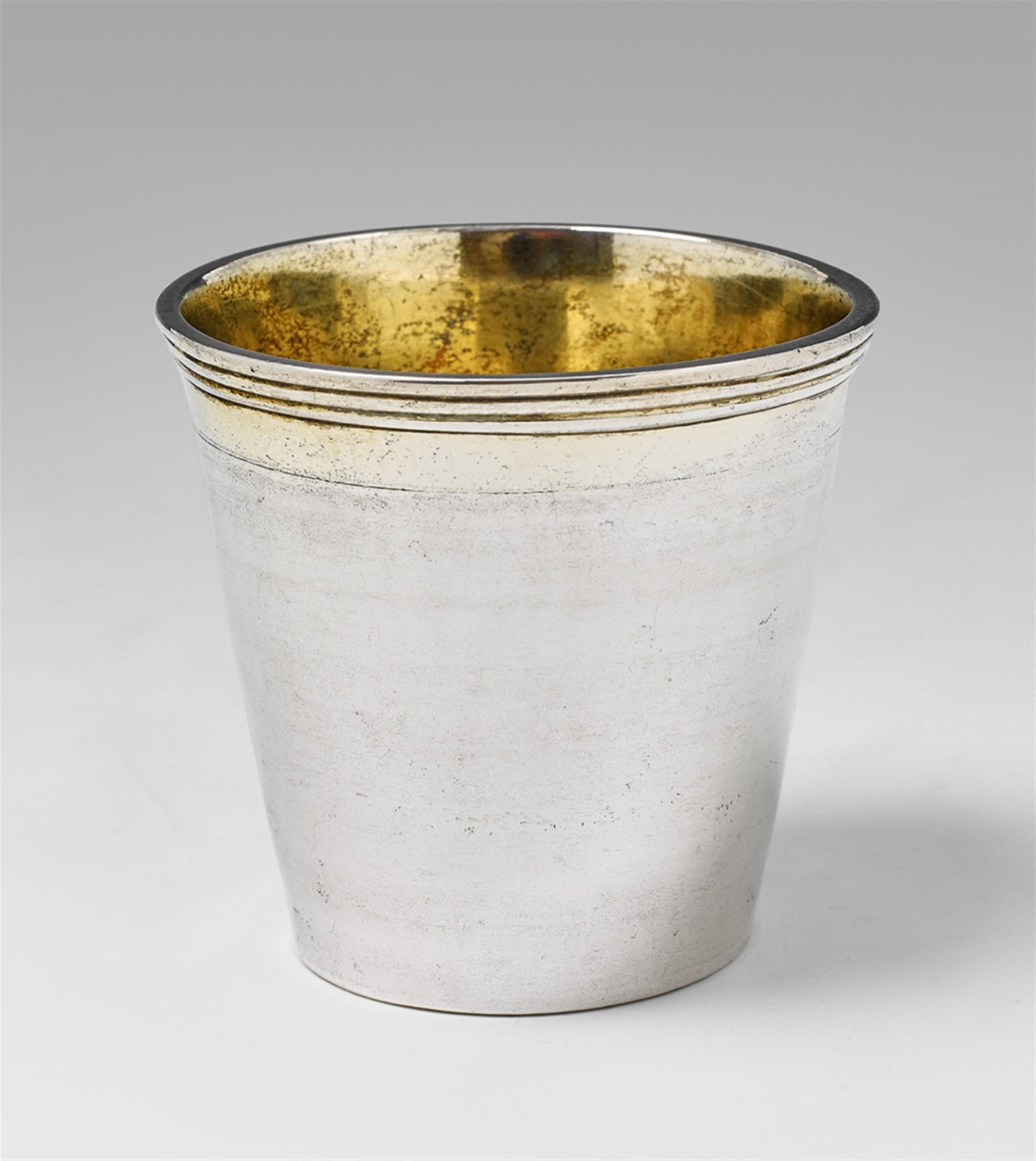 A Baroque probably German interior gilt silver beaker - image-1