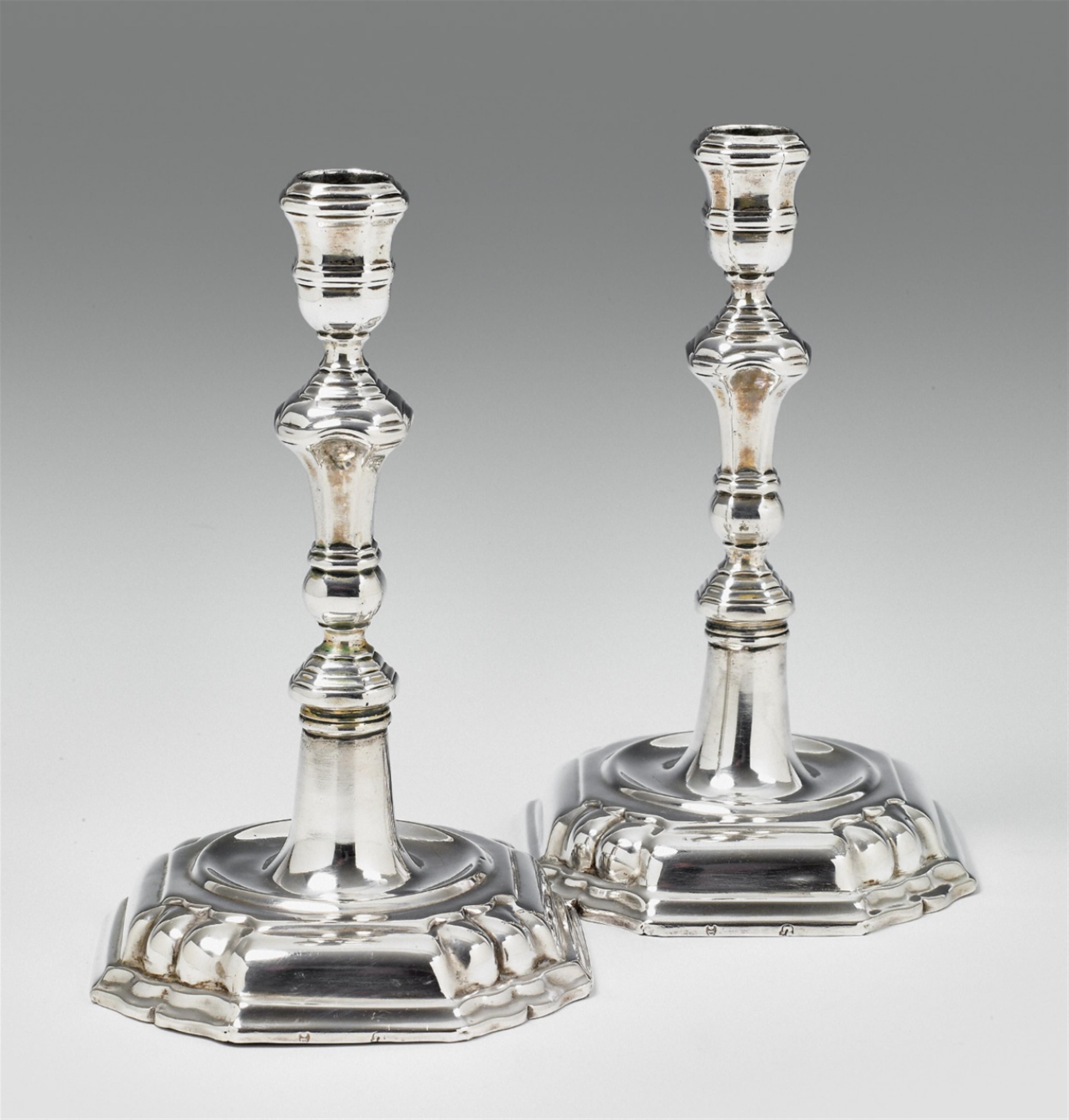 A pair of Baroque Augsburg silver candlesticks - image-1