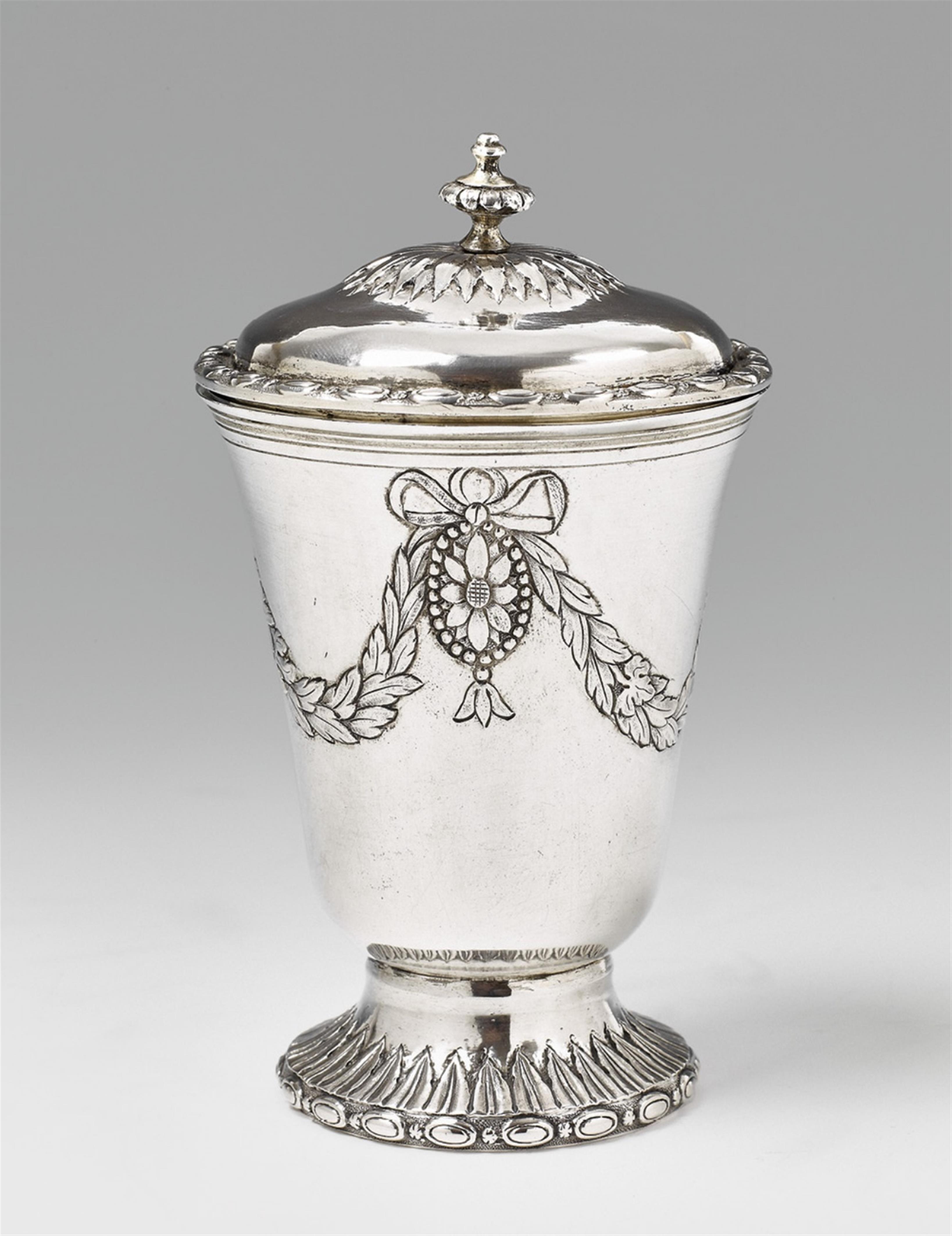 An Augsburg interior gilt silver beaker and cover - image-1