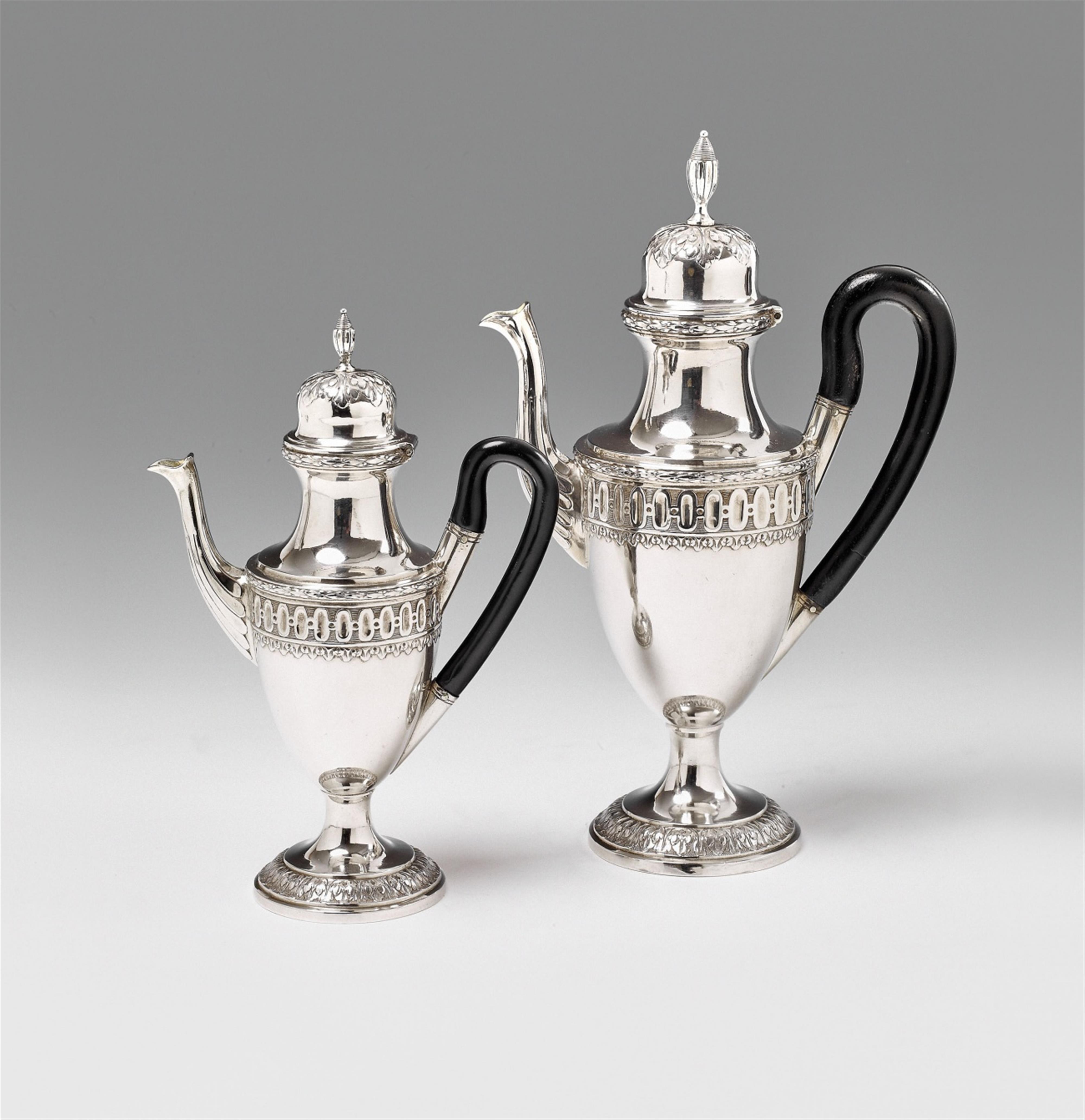 An Augsburg interior gilt silver coffee pot and hot milk jug - image-1