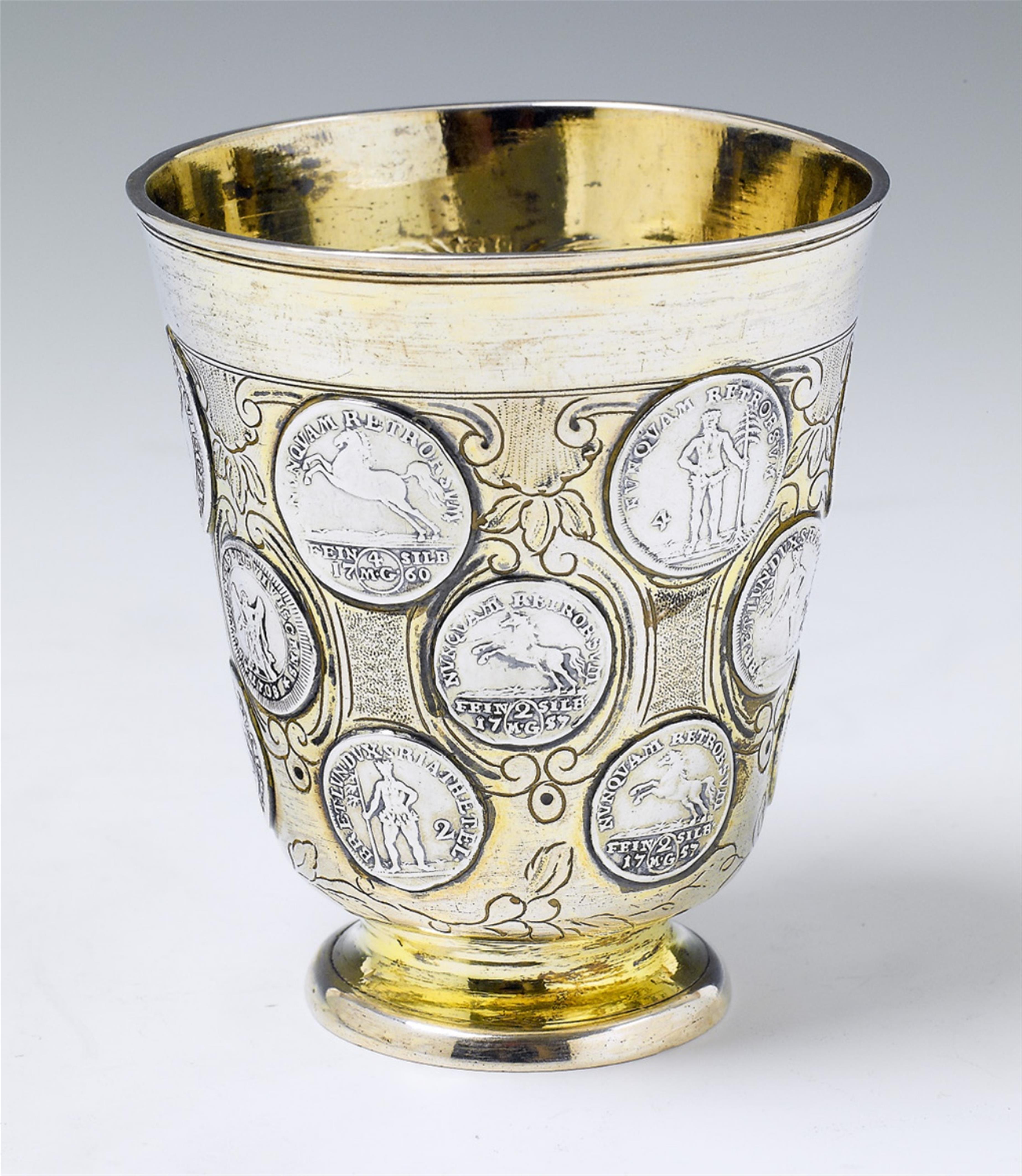 A Berlin partially gilt silver coin-set beaker - image-1