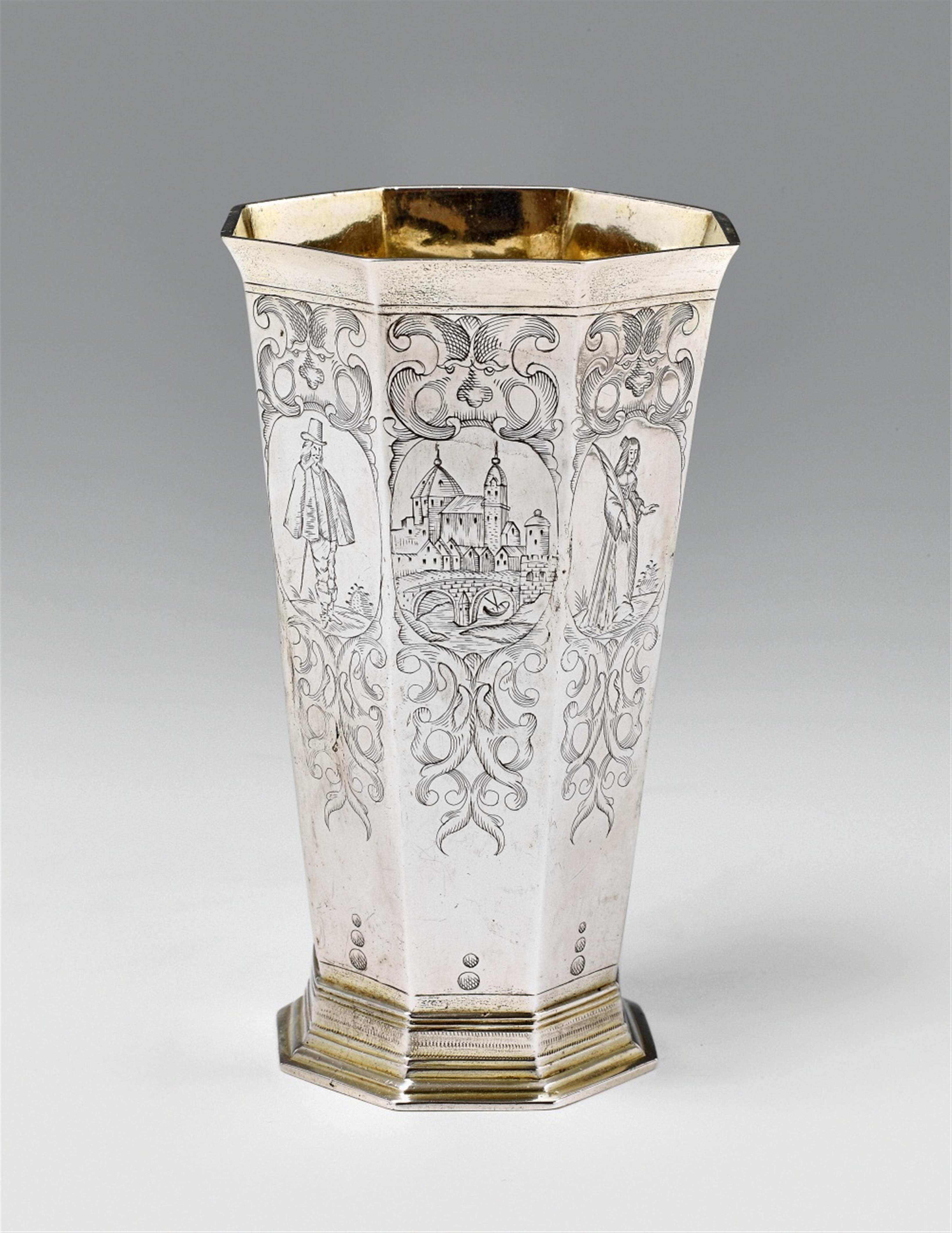 An important Hamburg partially gilt silver beaker - image-1