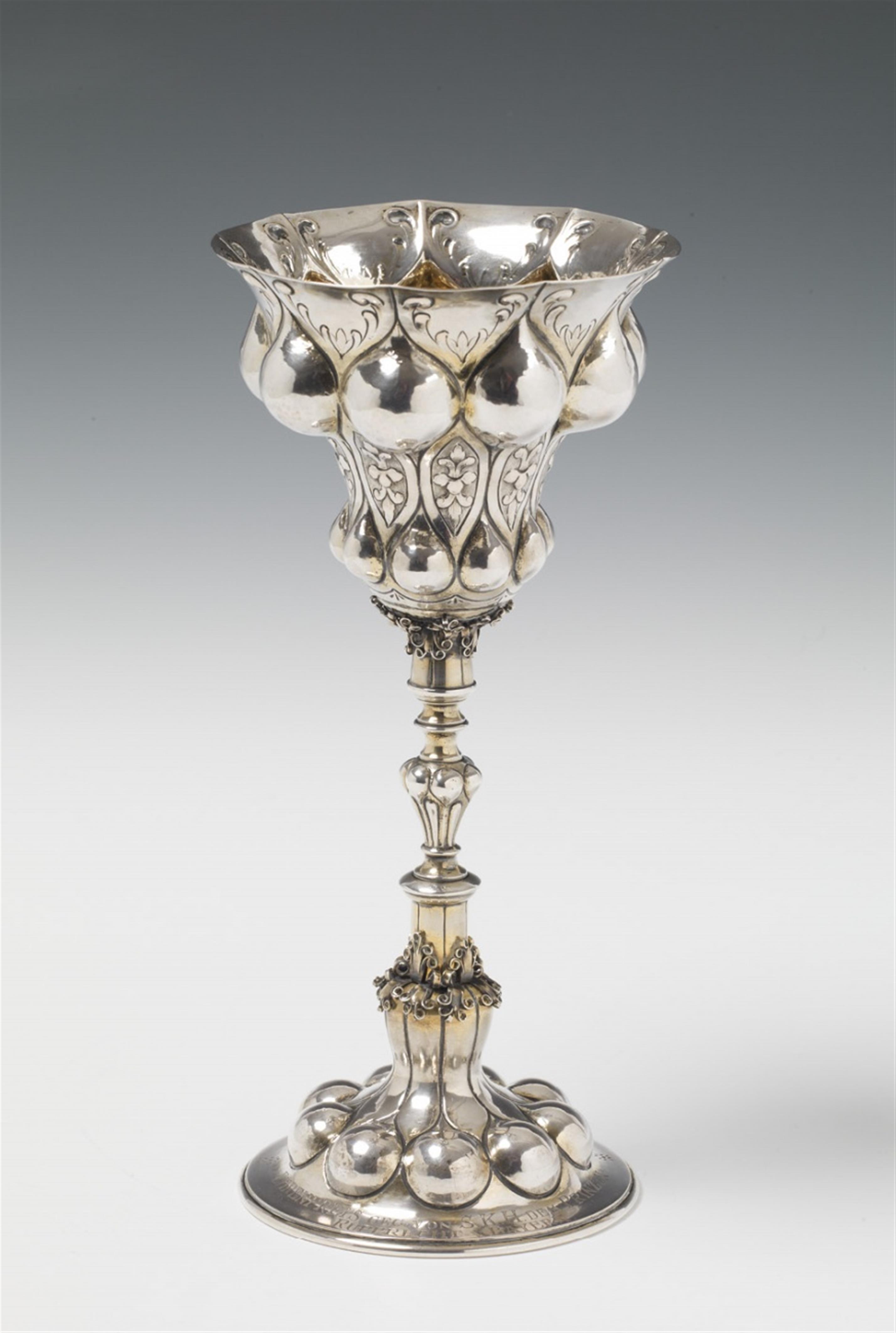 A Historicist Hanau interior gilt silver chalice - image-1