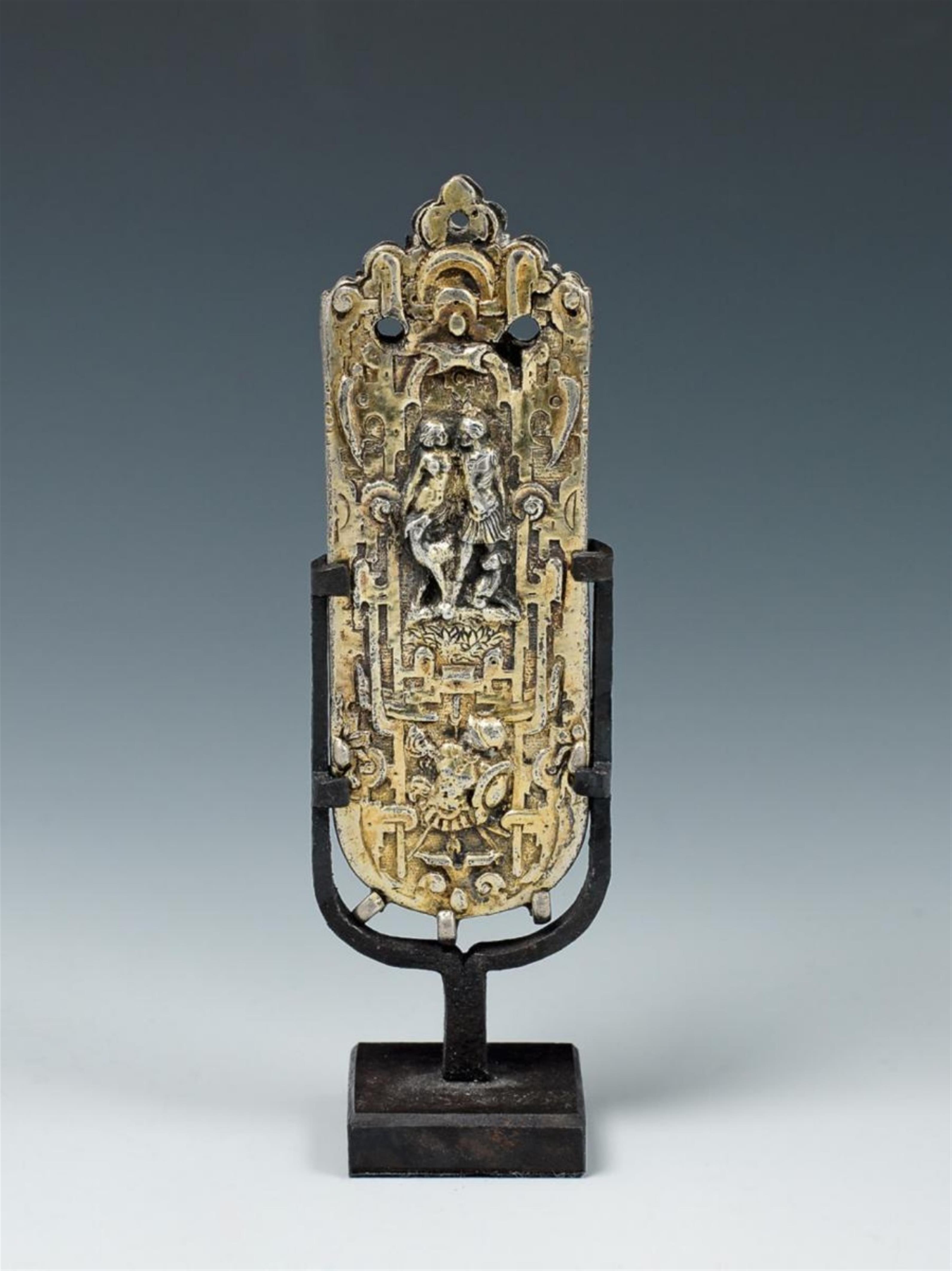 A Renaissance partially gilt silver belt attachment - image-1