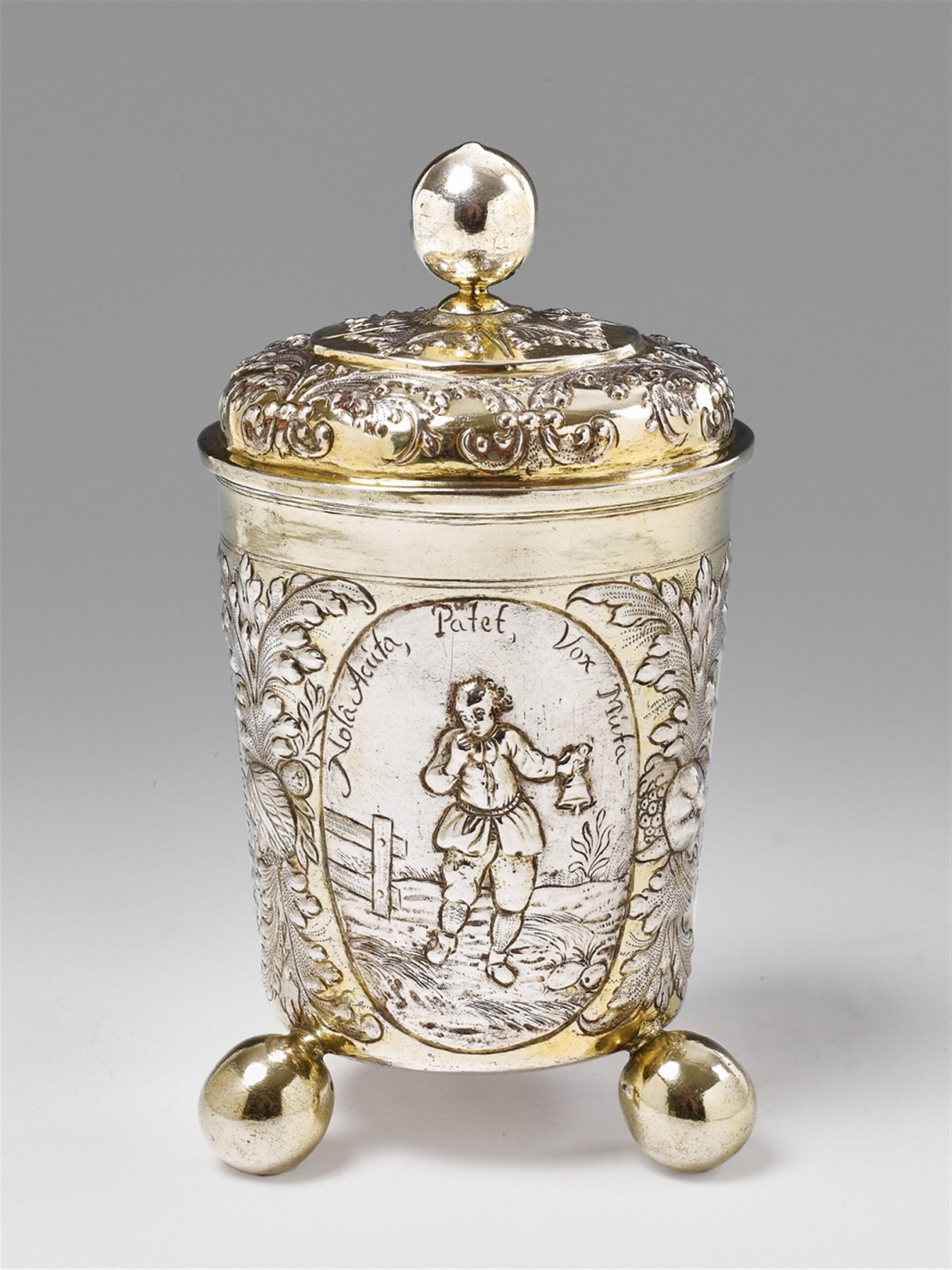 A Magdeburg partially gilt silver beaker and cover - image-1