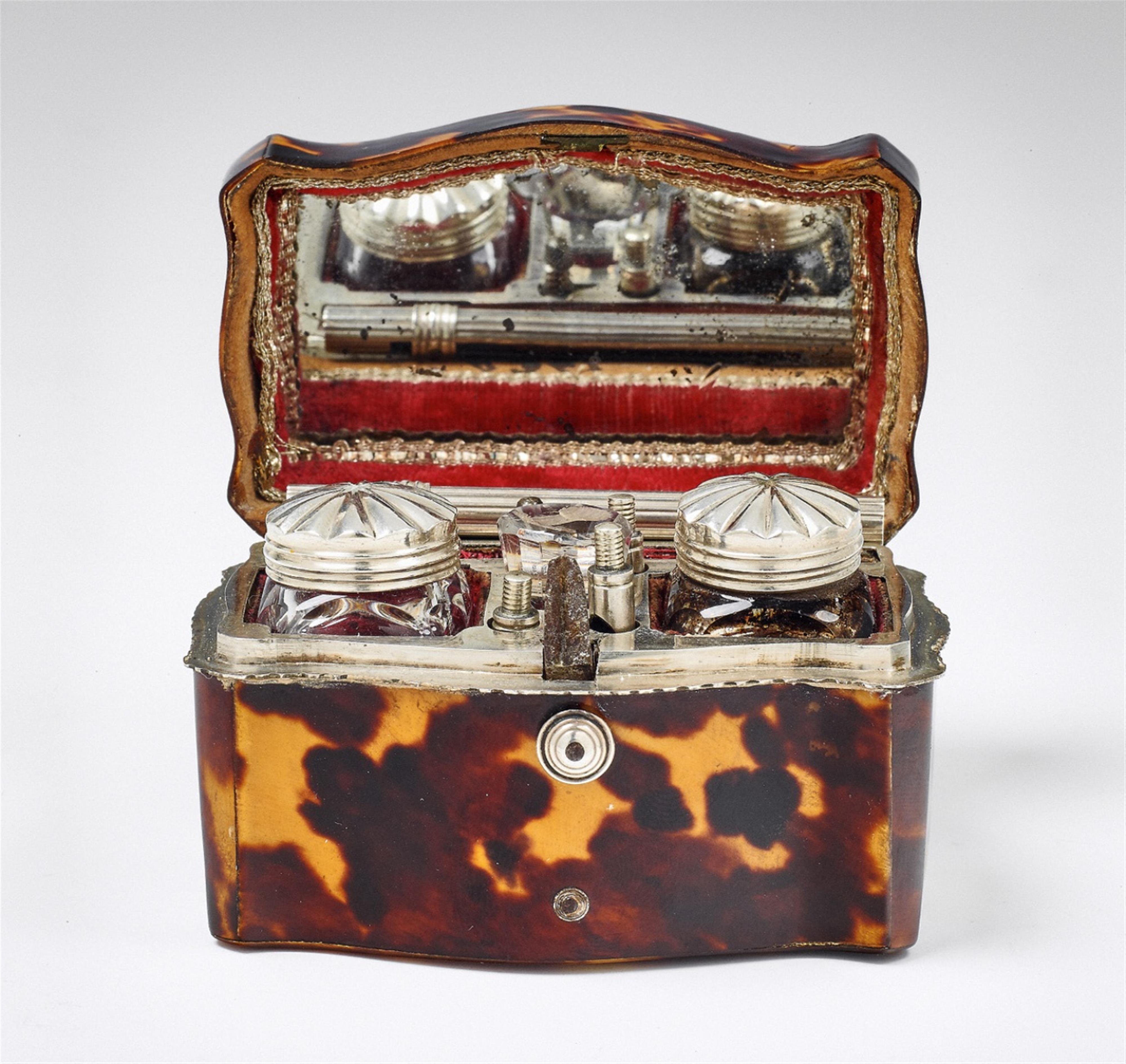 A miniature silver and tortoiseshell writing necessaire - image-1