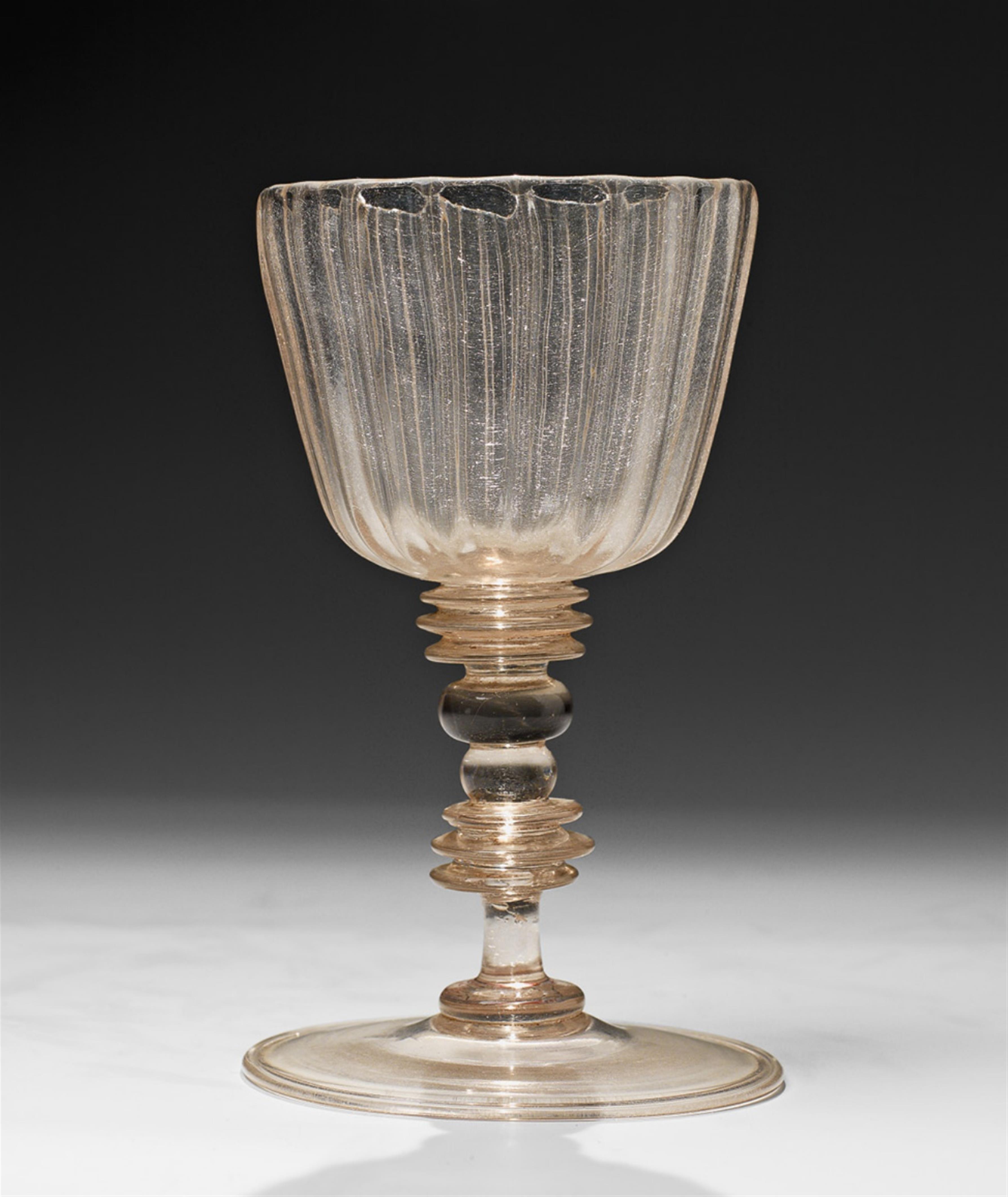 A possibly Netherlandish glass goblet à la facon de Venise. - image-1