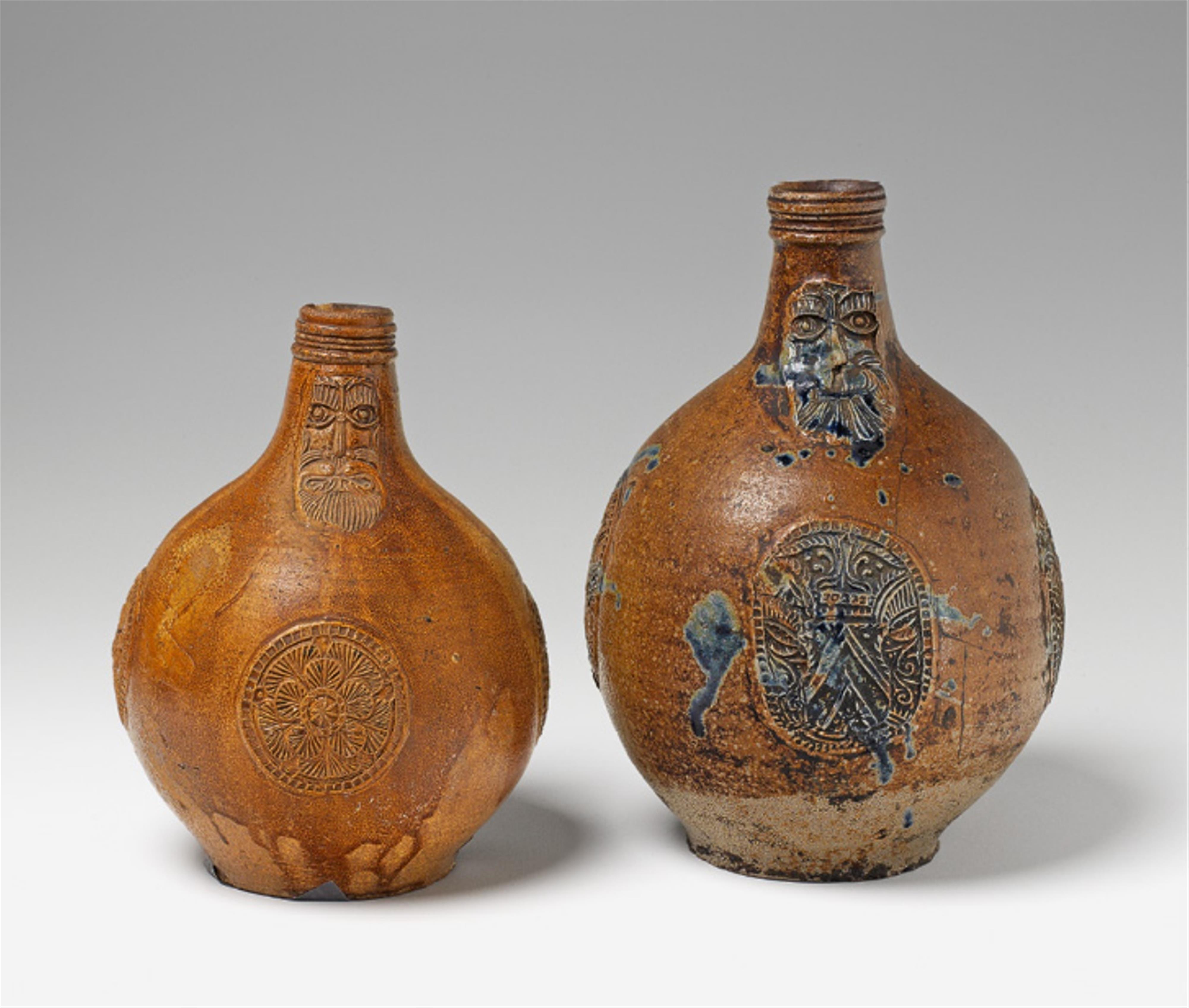 Two Frechen salt-glazed stoneware bellarmines. - image-1