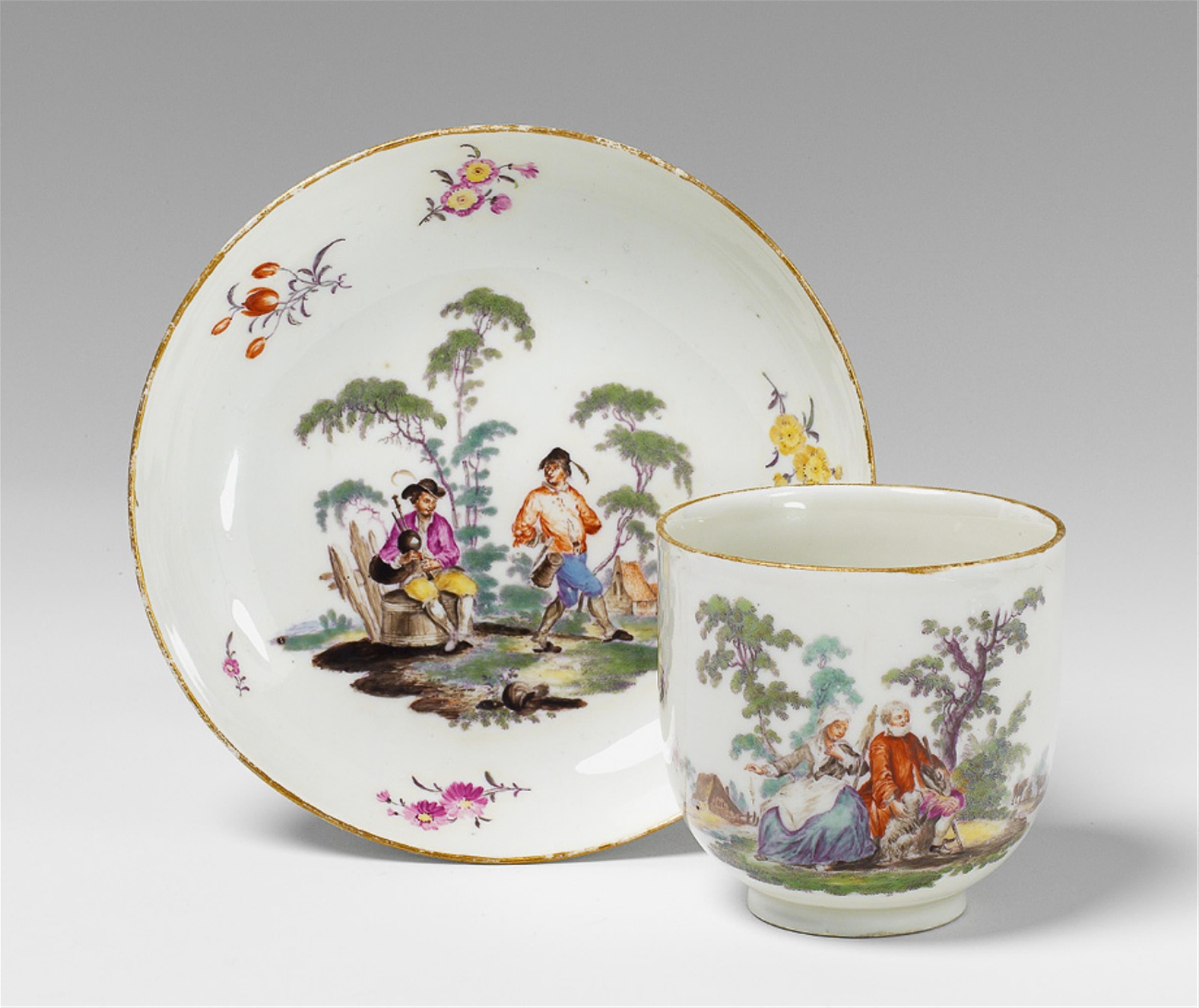 A Meissen porcelain teacup and saucer. - image-1