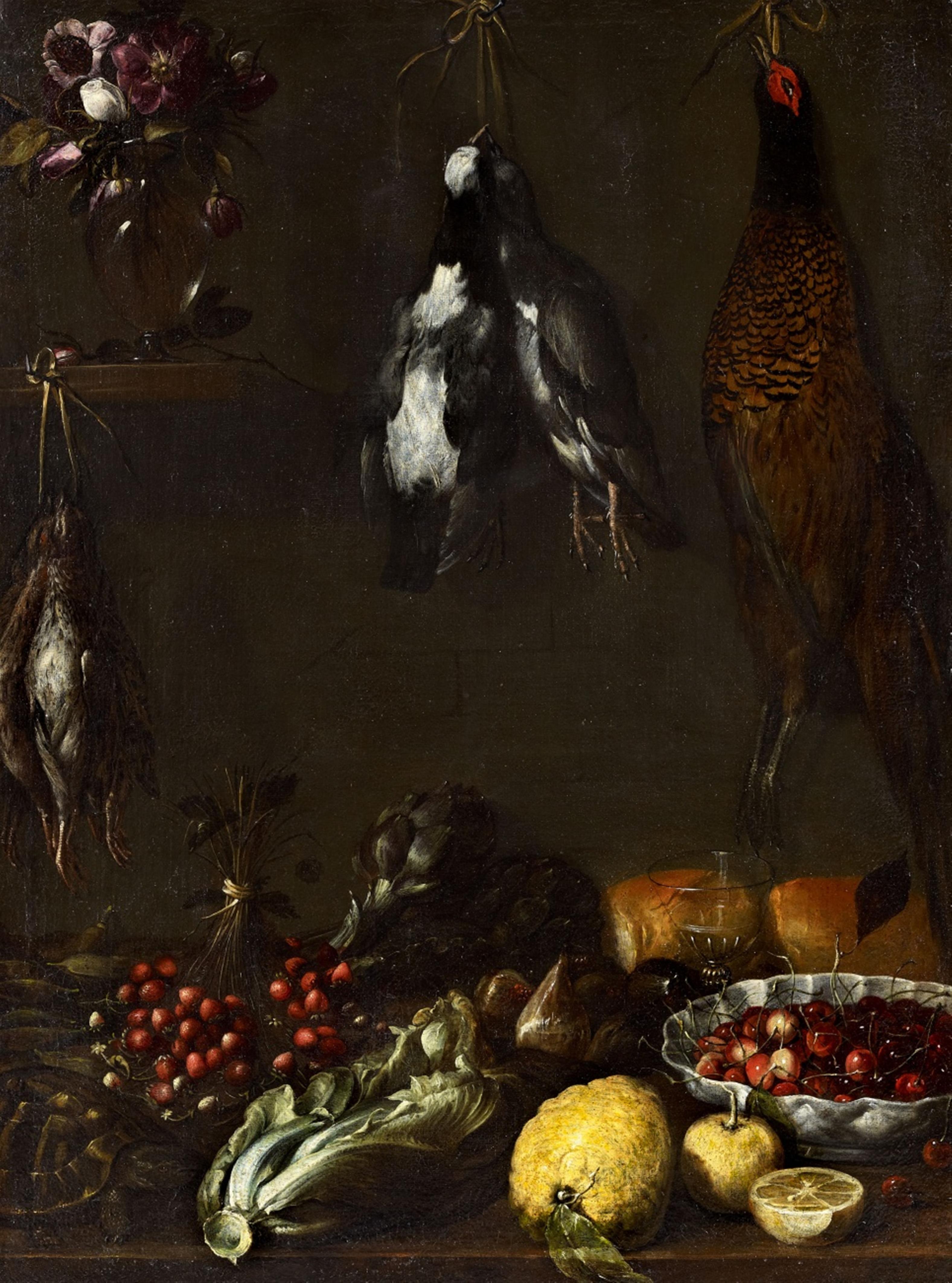 Italian School early 17th century - Still Life with Poultry, Vegetables, Fruit and a Tortoise - image-1