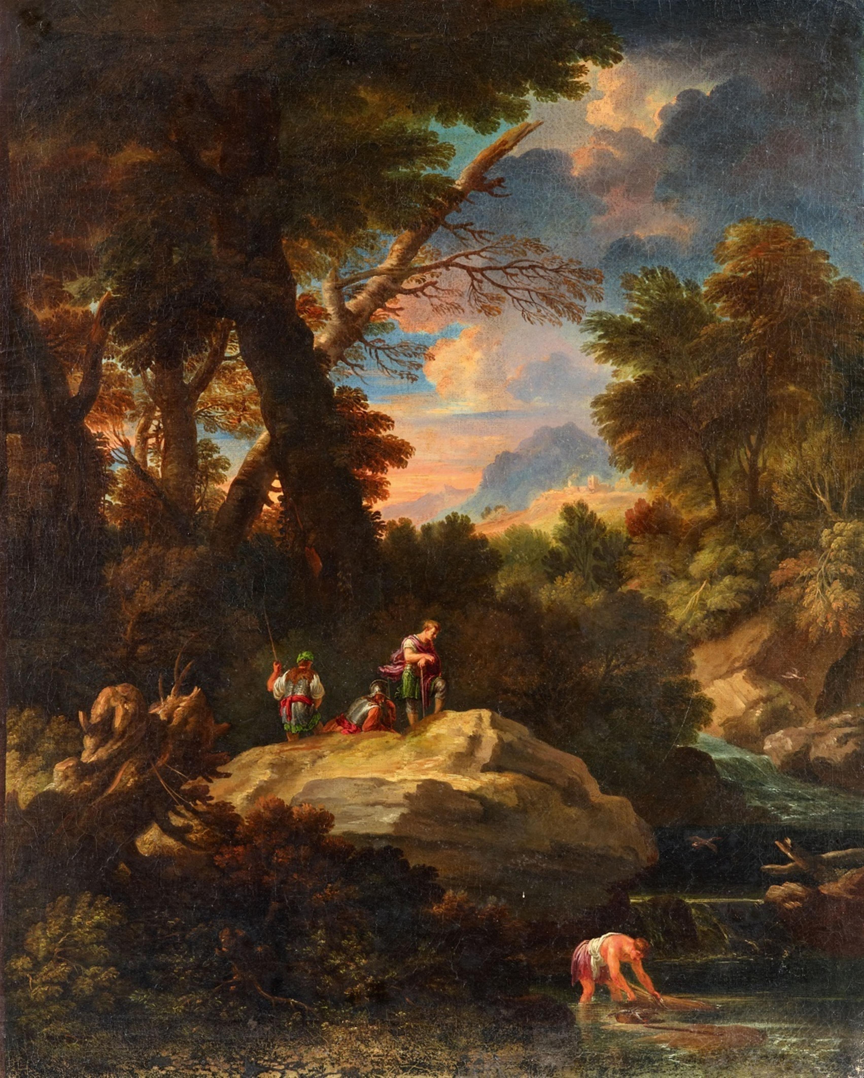 Andrea Locatelli, studio of - Southern Evening Landscape with Figures - image-1