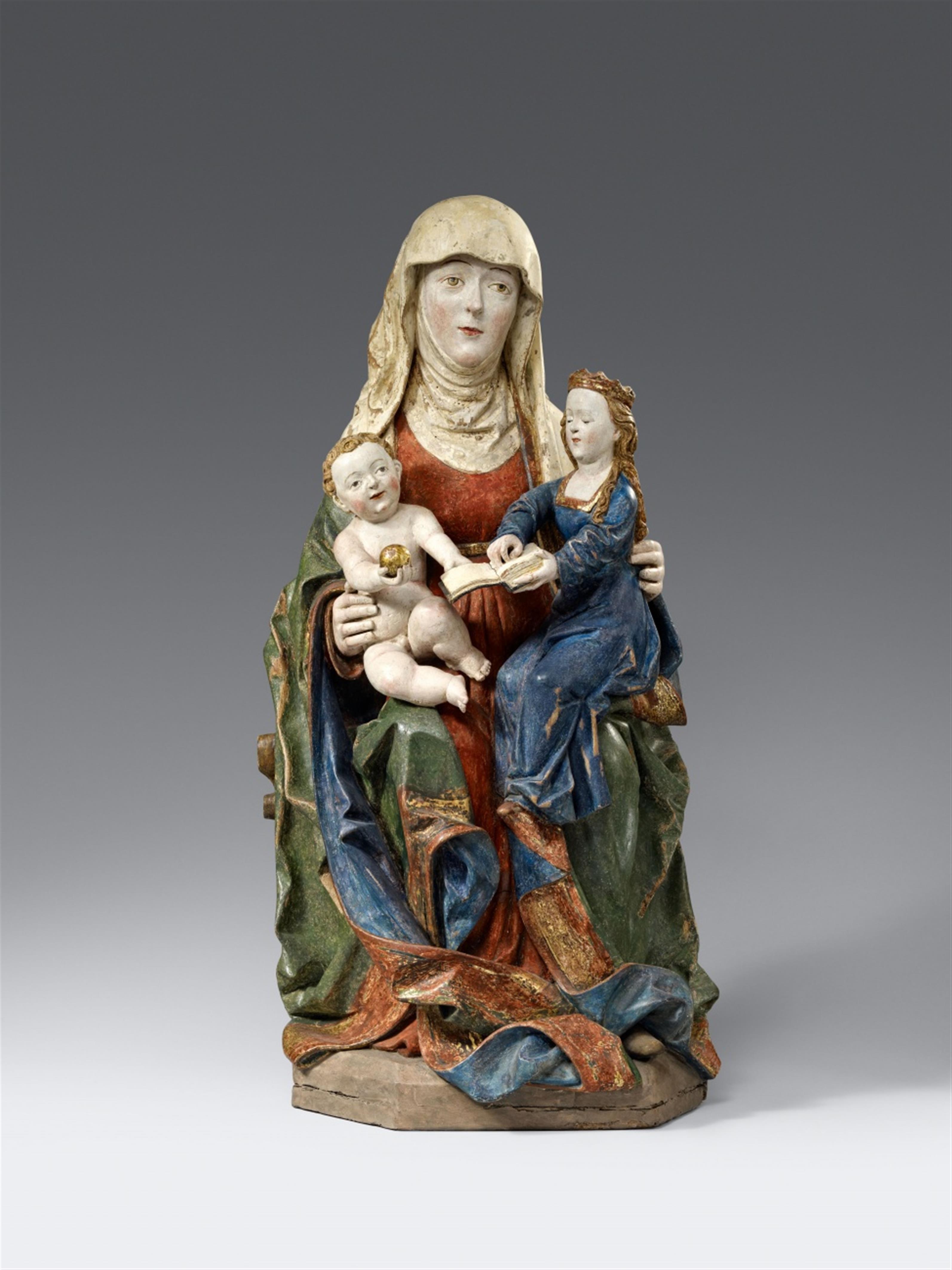 Franconia circa 1500 - A Franconian carved limewood Anna Selbdritt group, circa 1500. - image-1