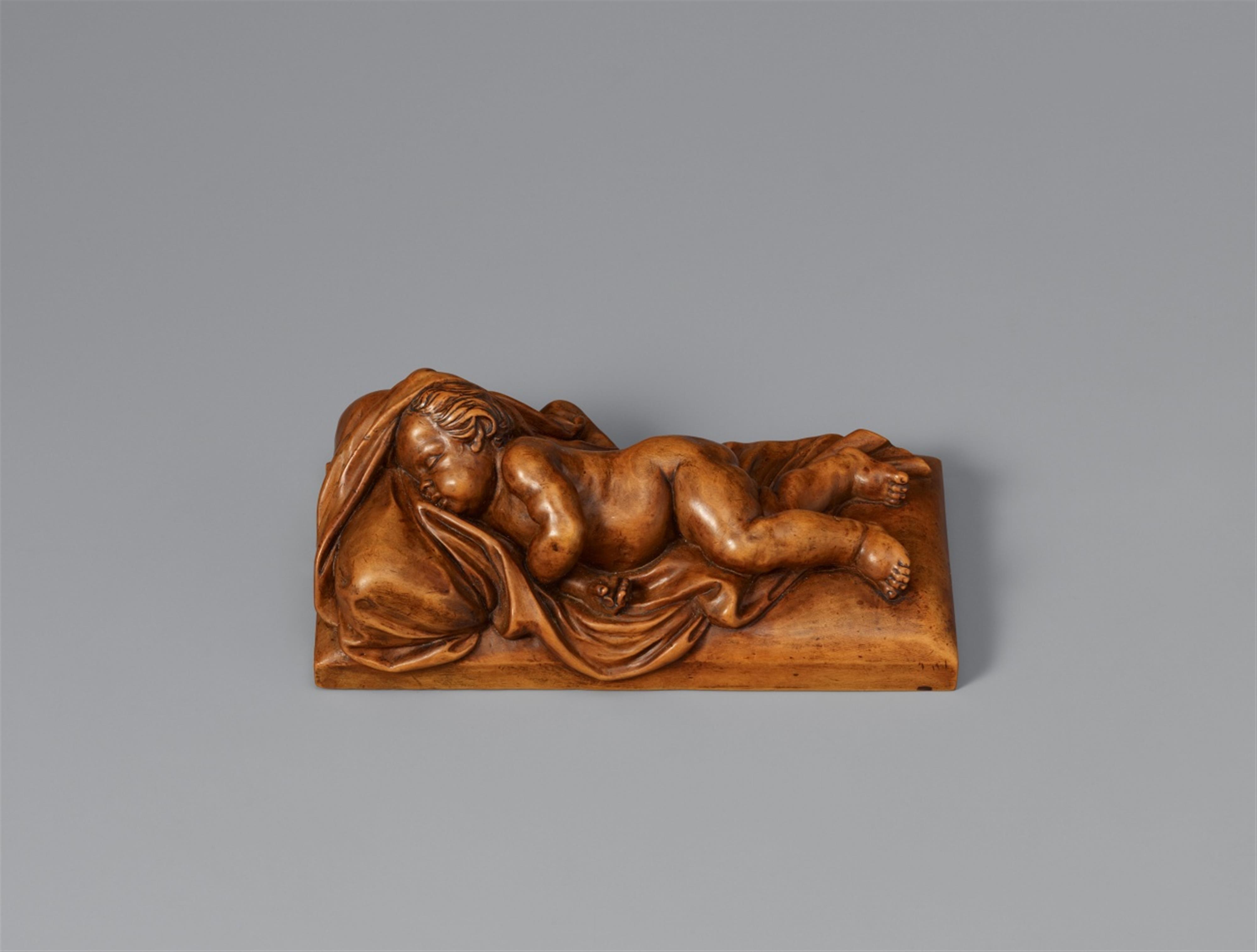 S. Trübel - A German carved boxwood depiction of a sleeping child. - image-1
