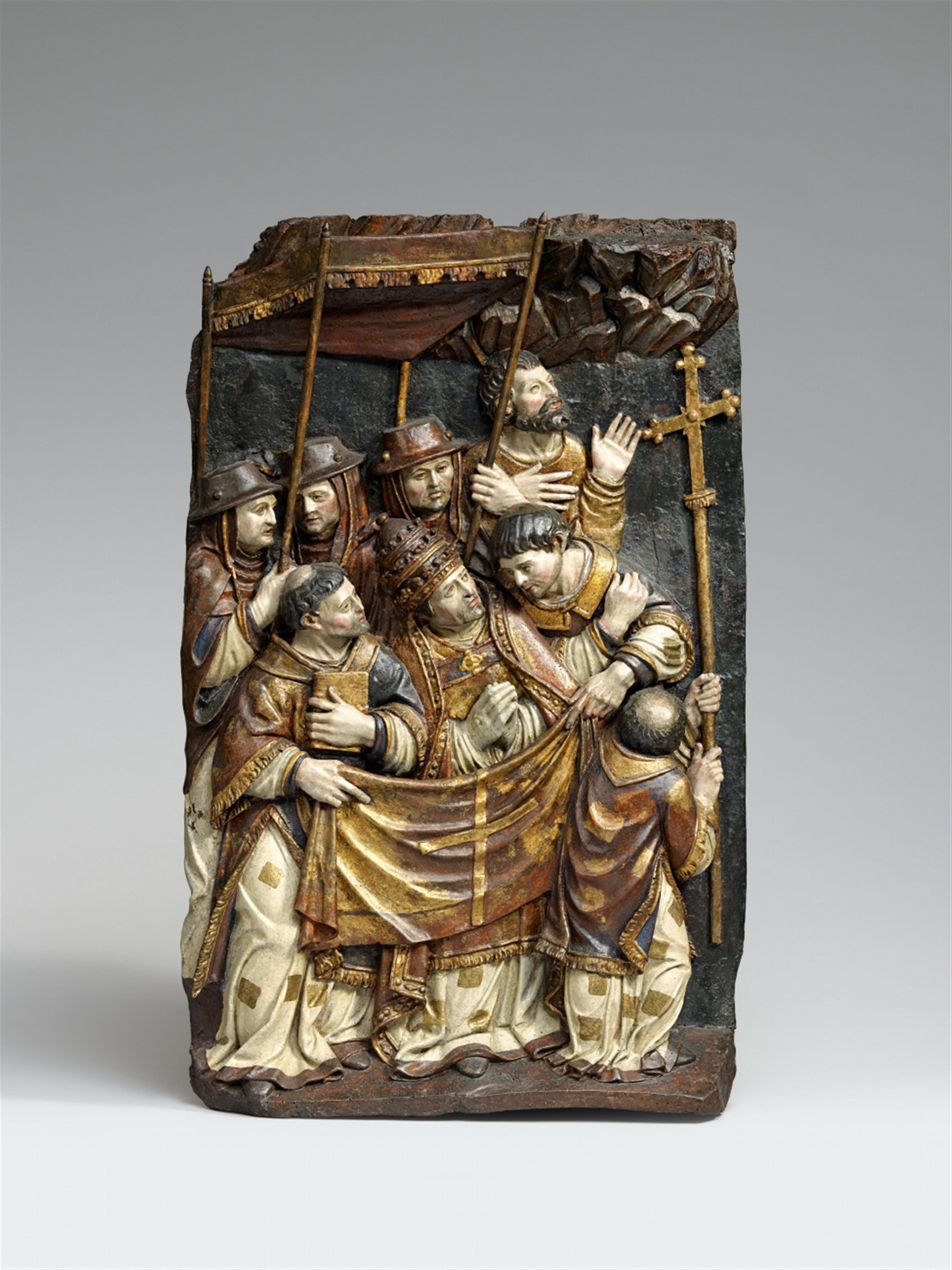 South France first half 16th century - A Southern French carved wood high-relief scene from the life of a Pope, first half 16th century. - image-1